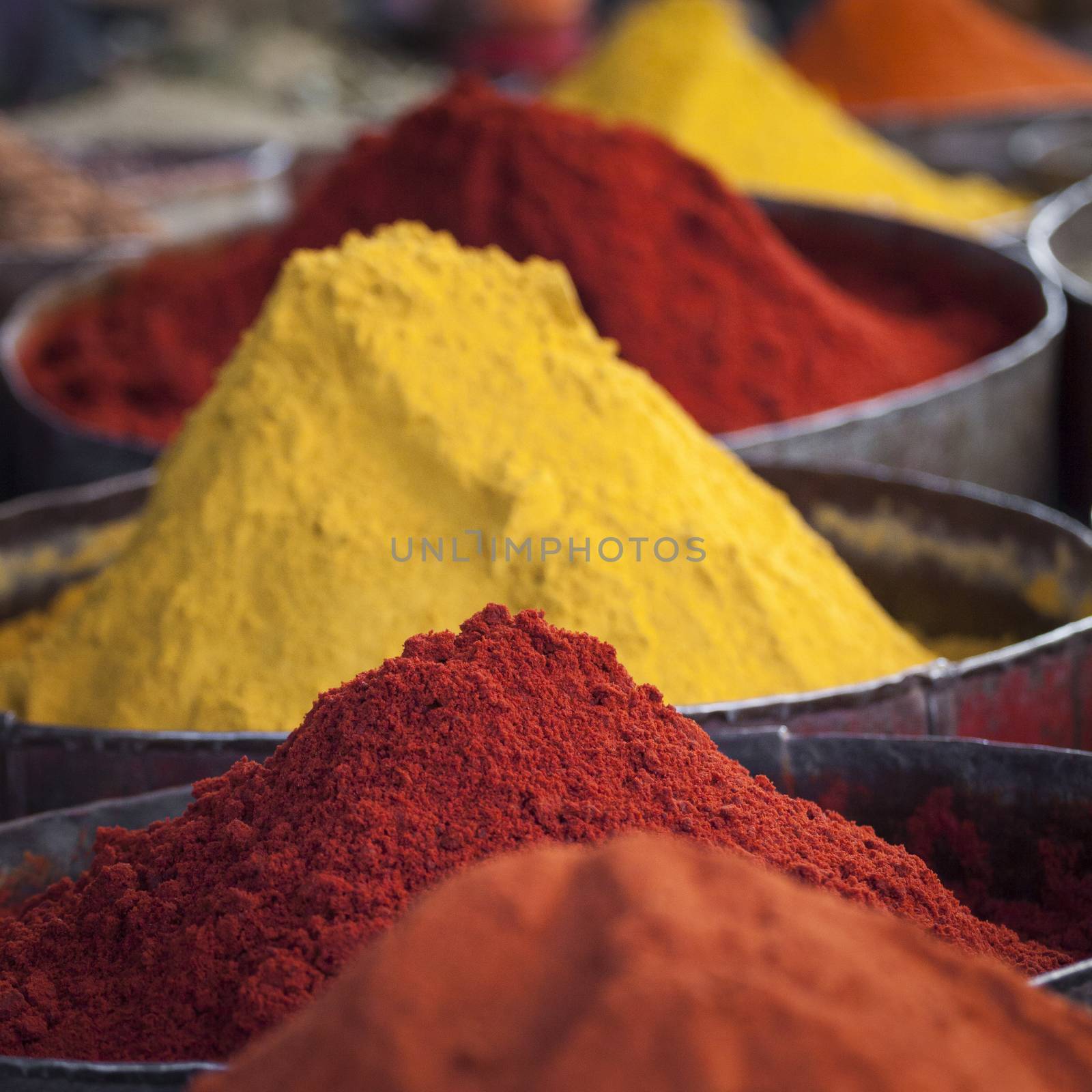 Arabic spices at traditional market. Morocco. Africa.