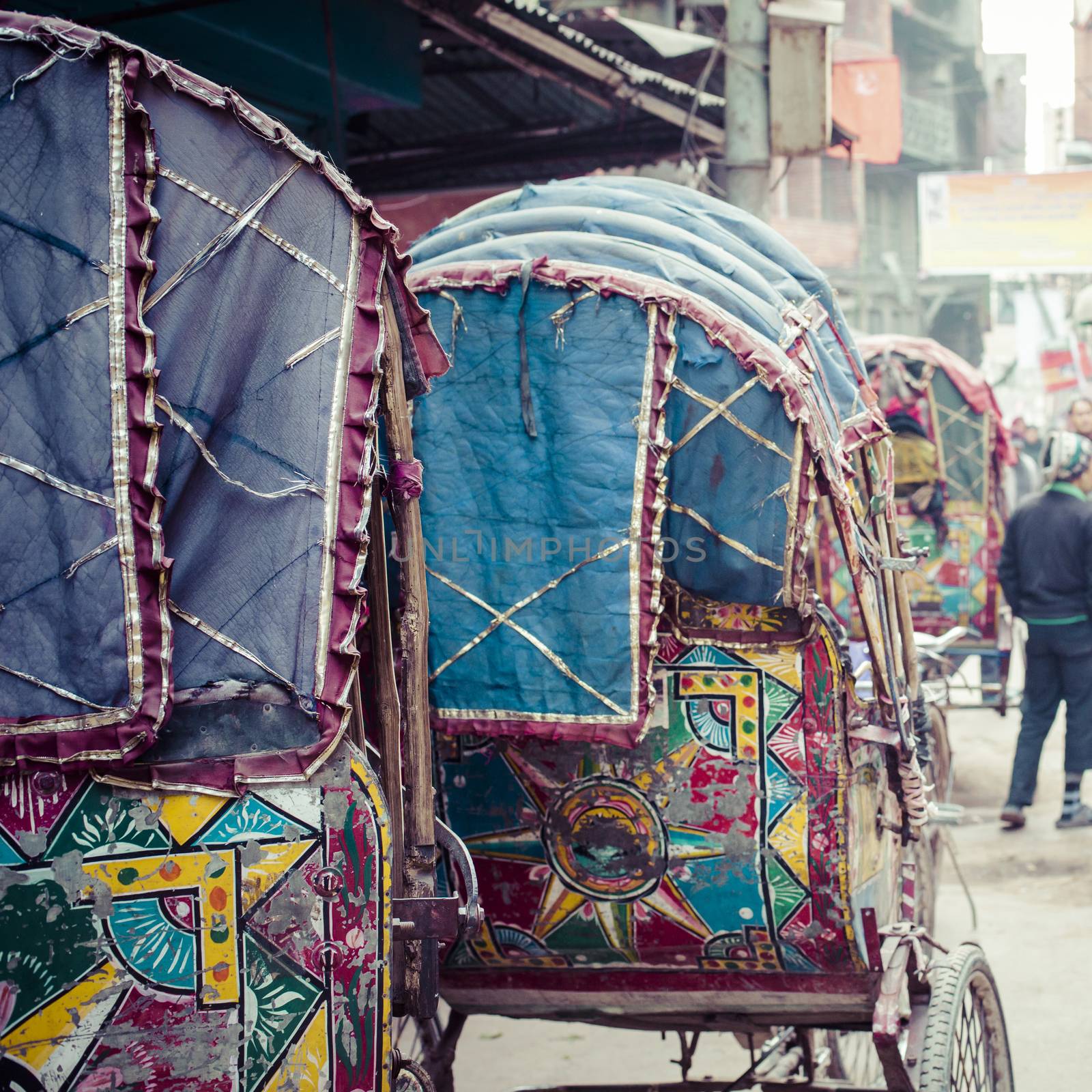 colorful nepalese rickshaw in the streets of kathmandu