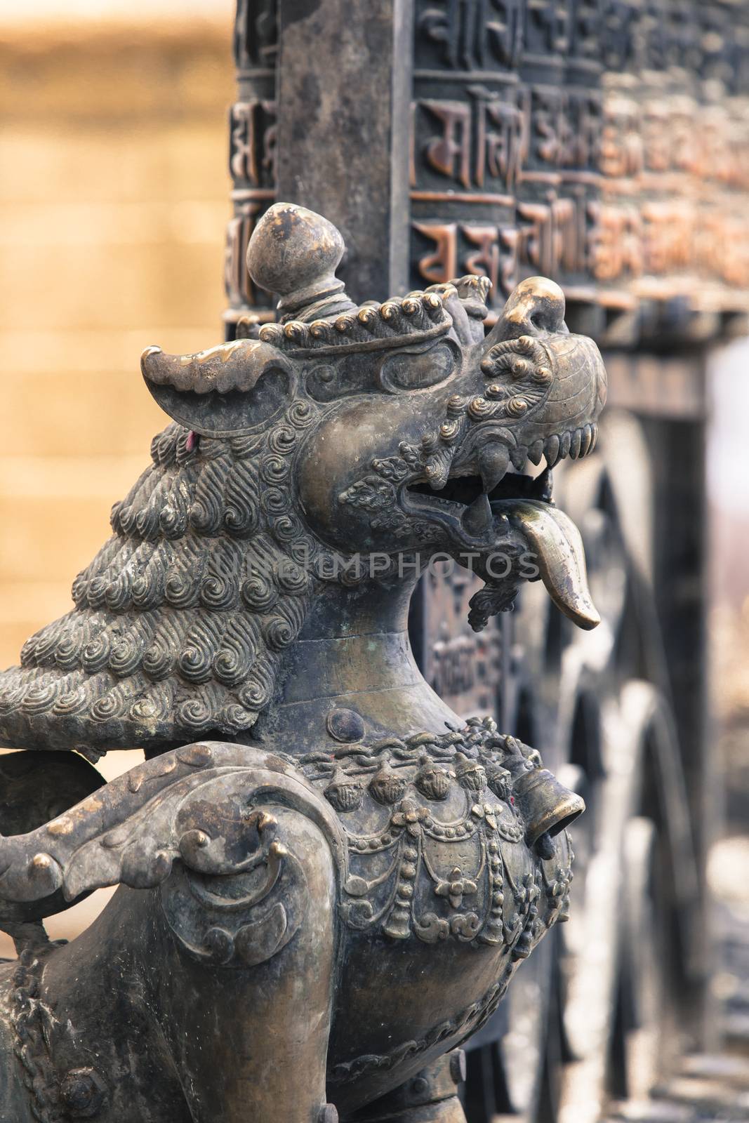 Lions, symbols of power and protection, in Bhaktapur Temple ,the by mariusz_prusaczyk