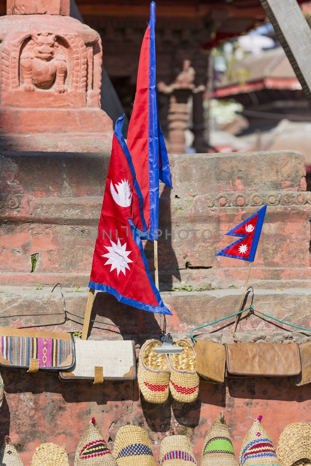 Sale by Nepalese flags on the square Darbar, Nepal. by mariusz_prusaczyk