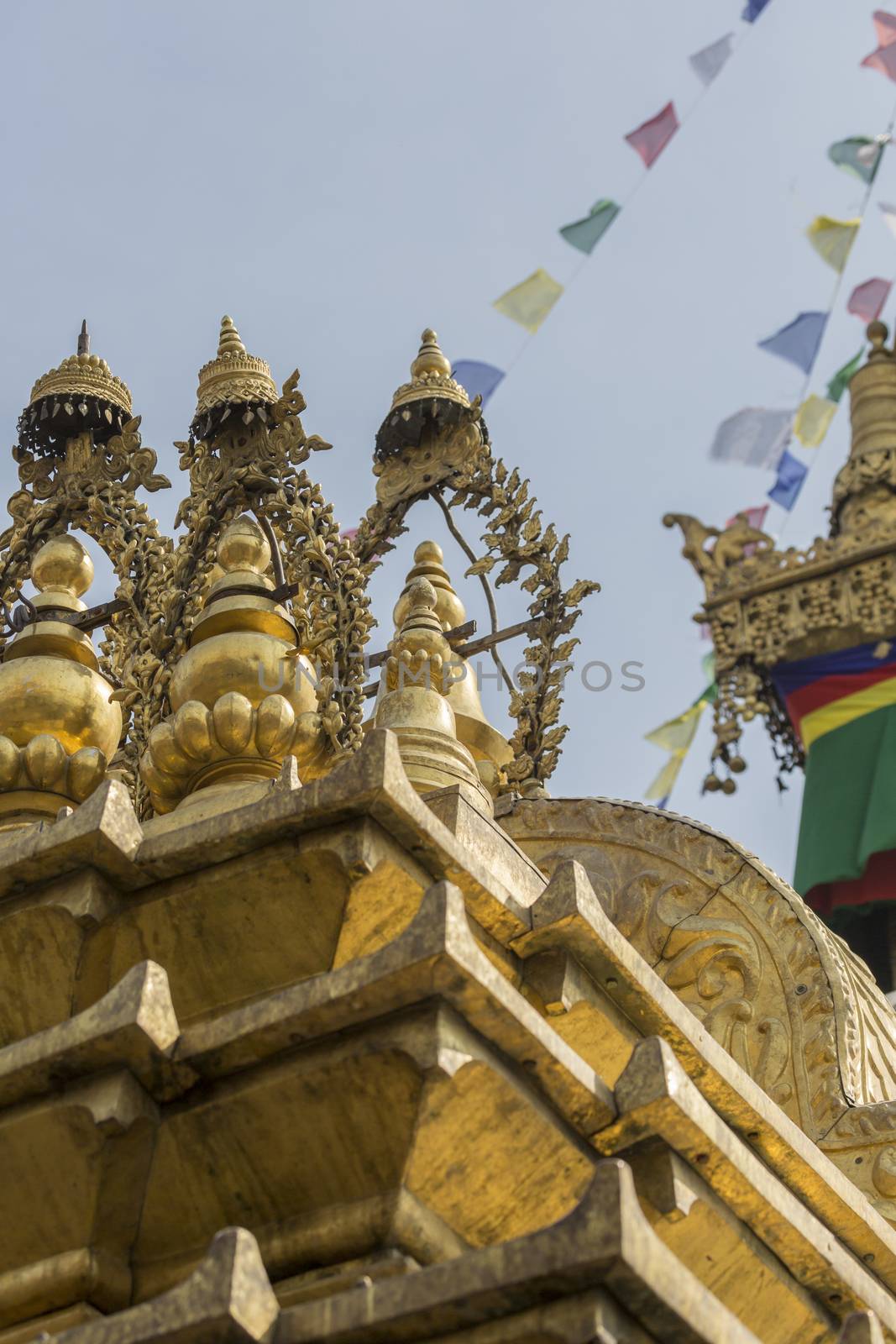 Stupa in Swayambhunath Monkey temple in Kathmandu, Nepal.

