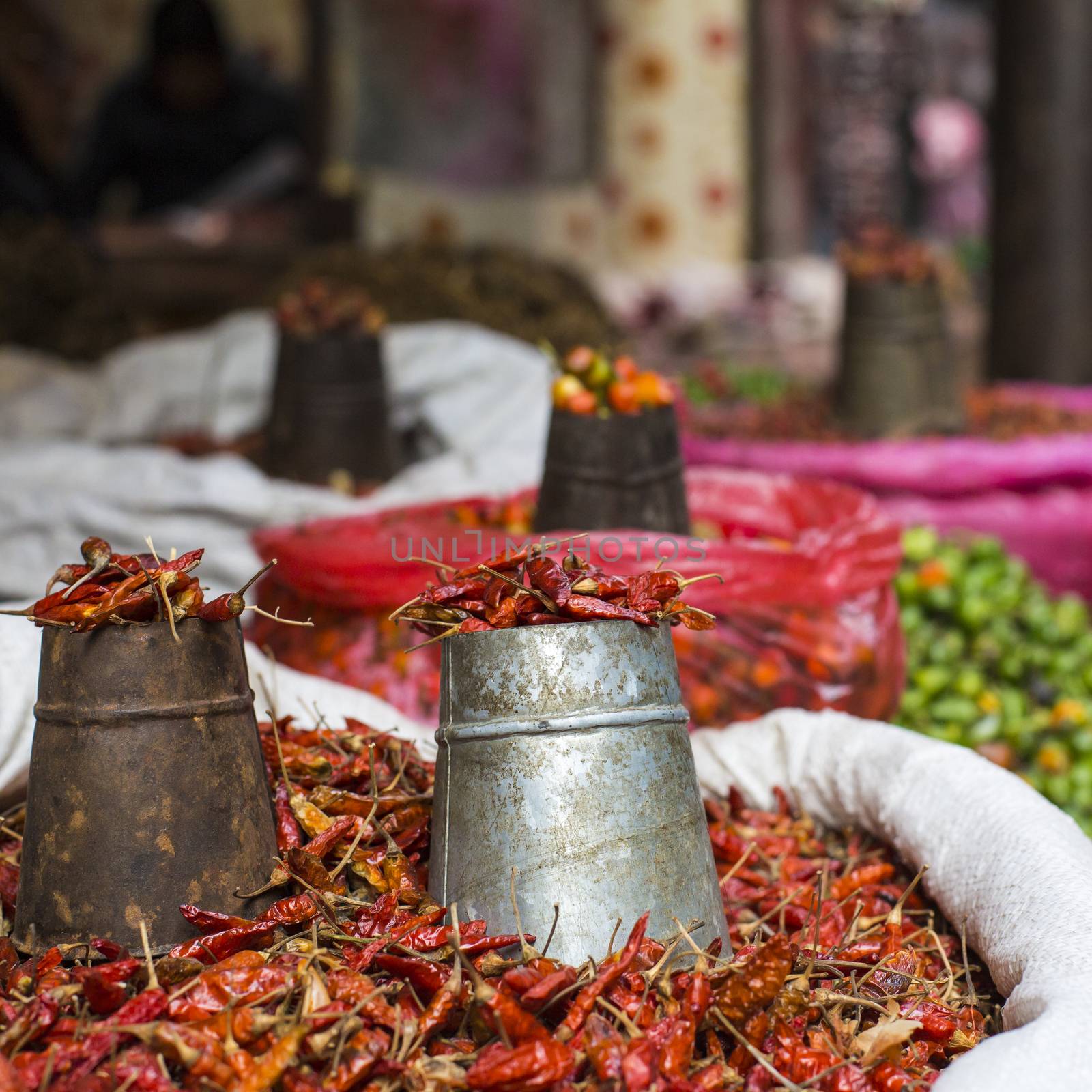 The street vendor sels his fruits and vegetables in Thamel in Ka by mariusz_prusaczyk