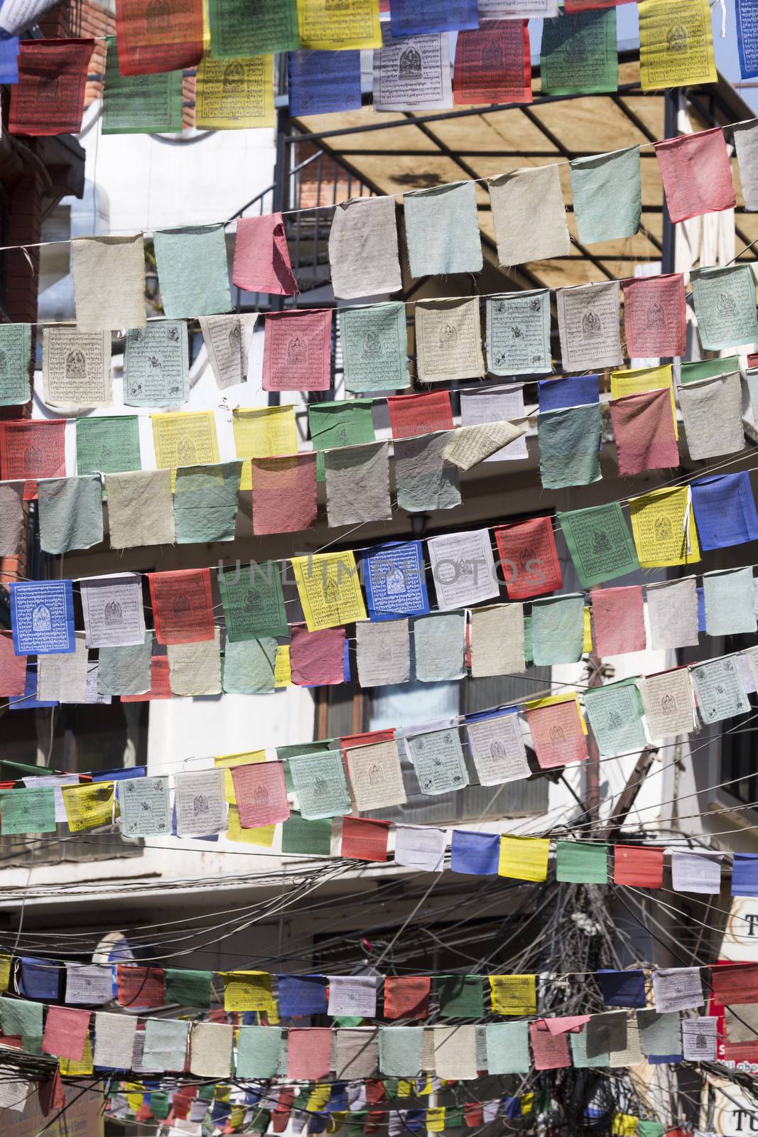 tibetan prayer flags, swayambhunath temple, Nepal by mariusz_prusaczyk