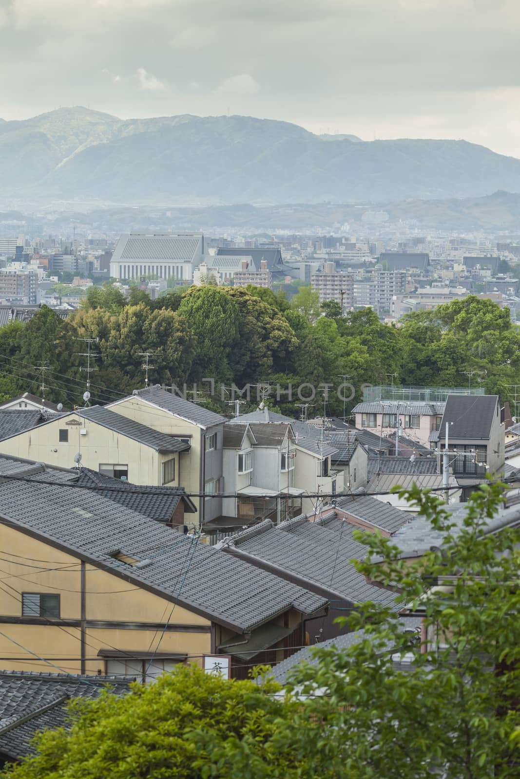 Evening view of Kyoto city in Japan.

