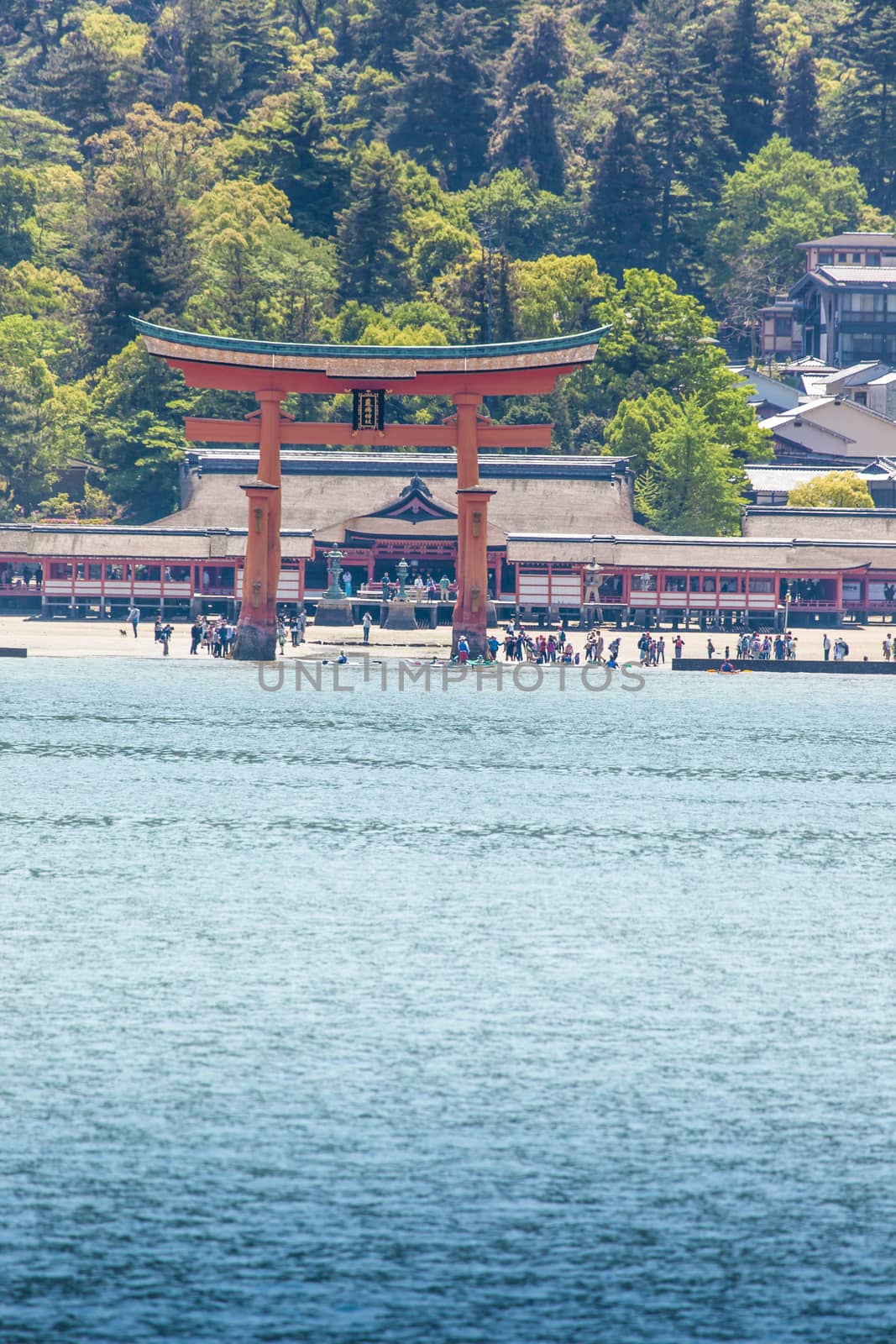 Miyajima, Famous big Shinto torii standing in the ocean in Hiroshima, Japan  by mariusz_prusaczyk