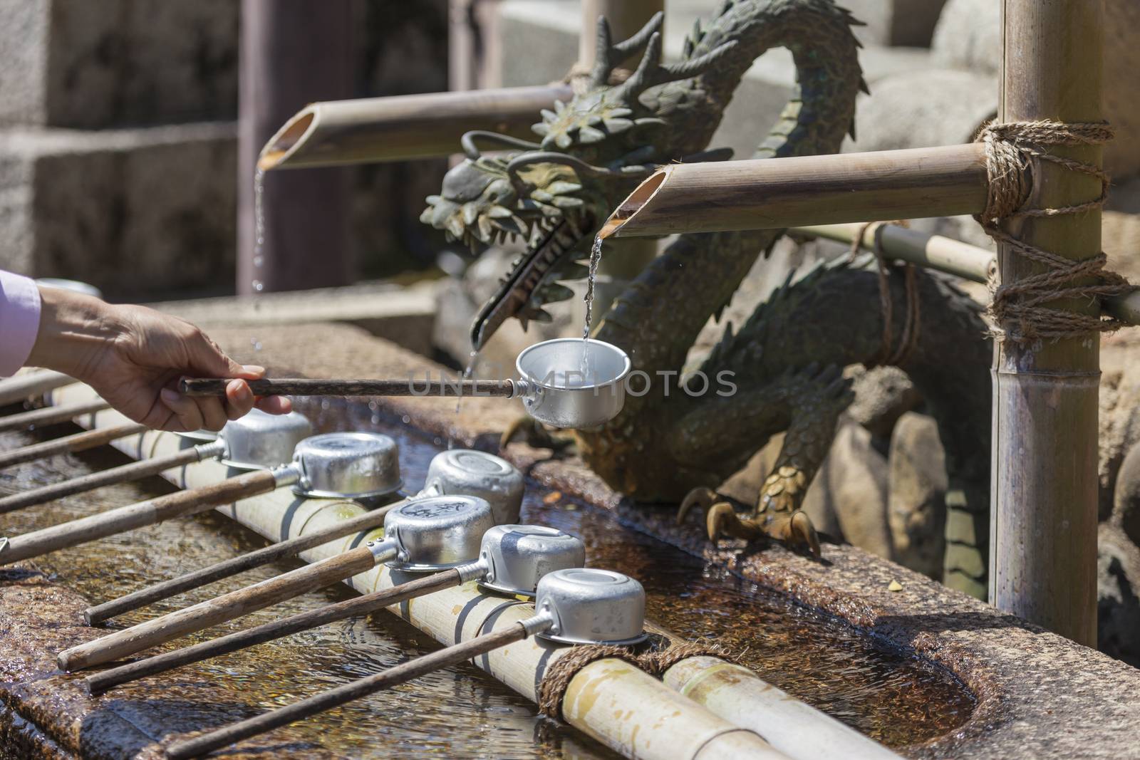 Traditional Dragon Bamboo Fountain in Japan by mariusz_prusaczyk