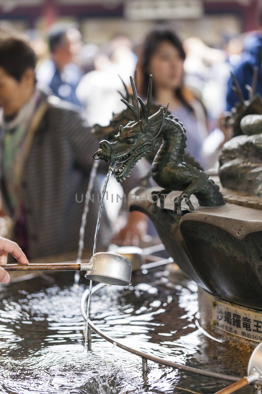 Traditional Dragon Bamboo Fountain in Japan