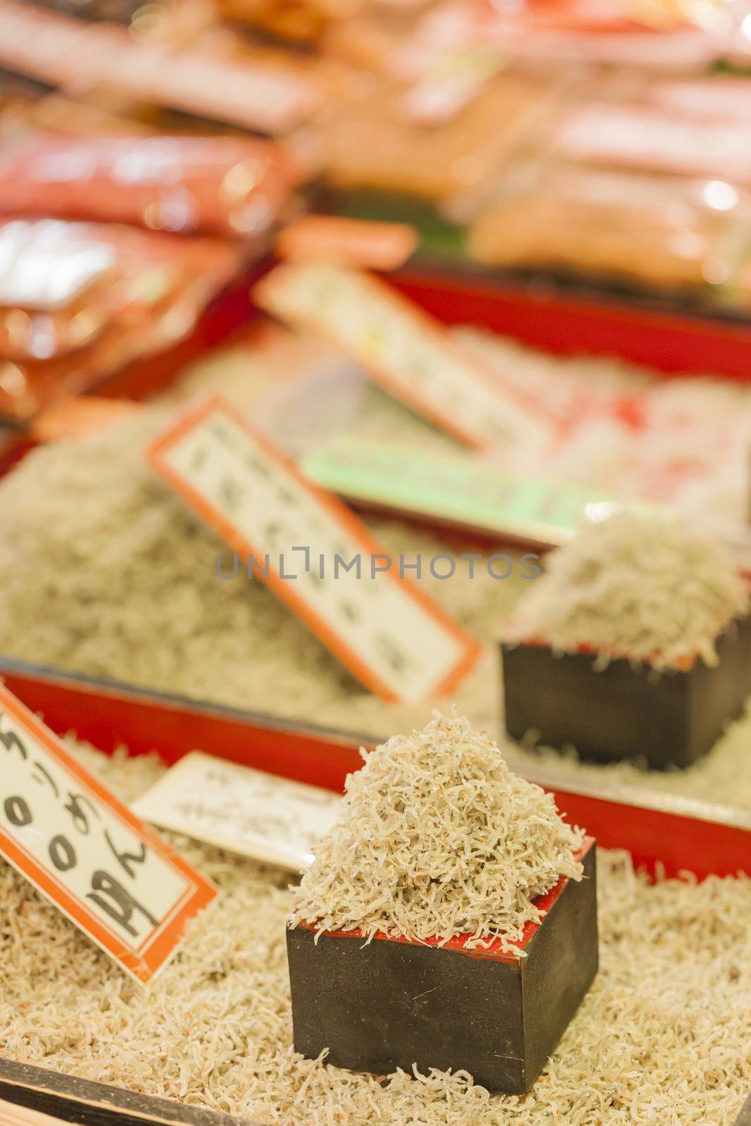 Traditional food market in Kyoto. Japan.