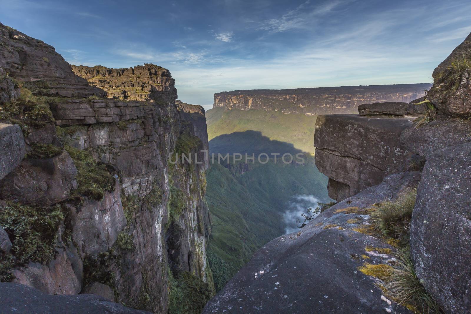 View from the Roraima tepui on Kukenan tepui at the mist - Venezuela, South America