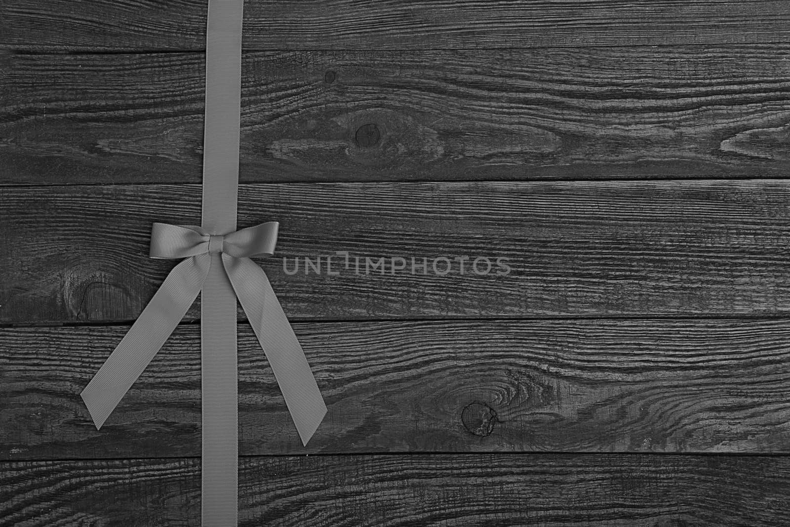 Grunge plank wood texture background with ribbon