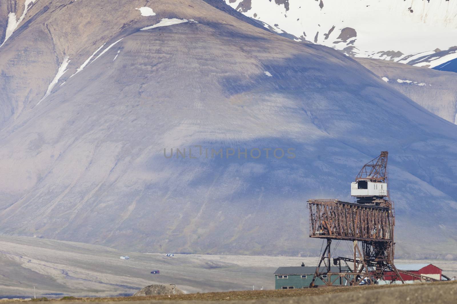 Abandoned wooden coal mine transportation station in Svalbard, Norway

