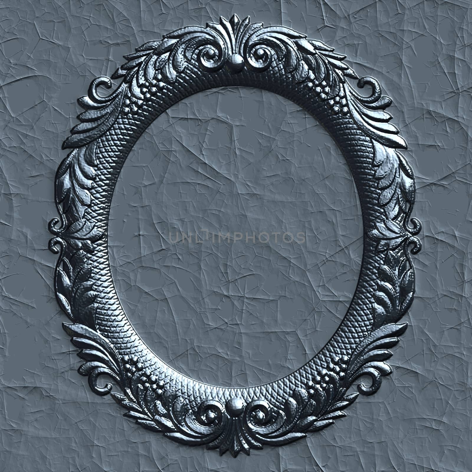 Ornate battered empty picture frame.