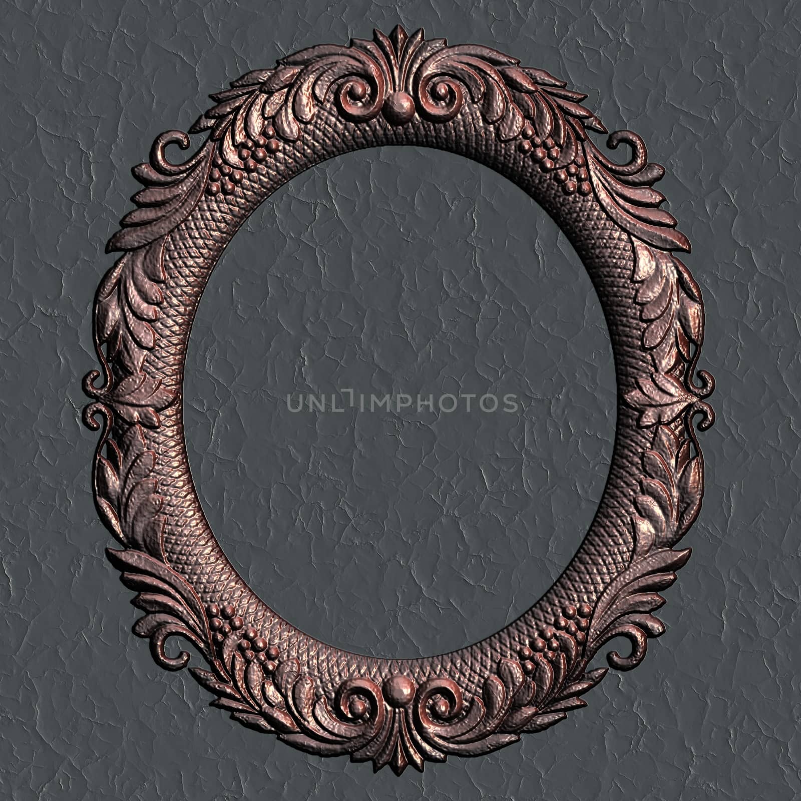 Ornate battered empty picture frame.