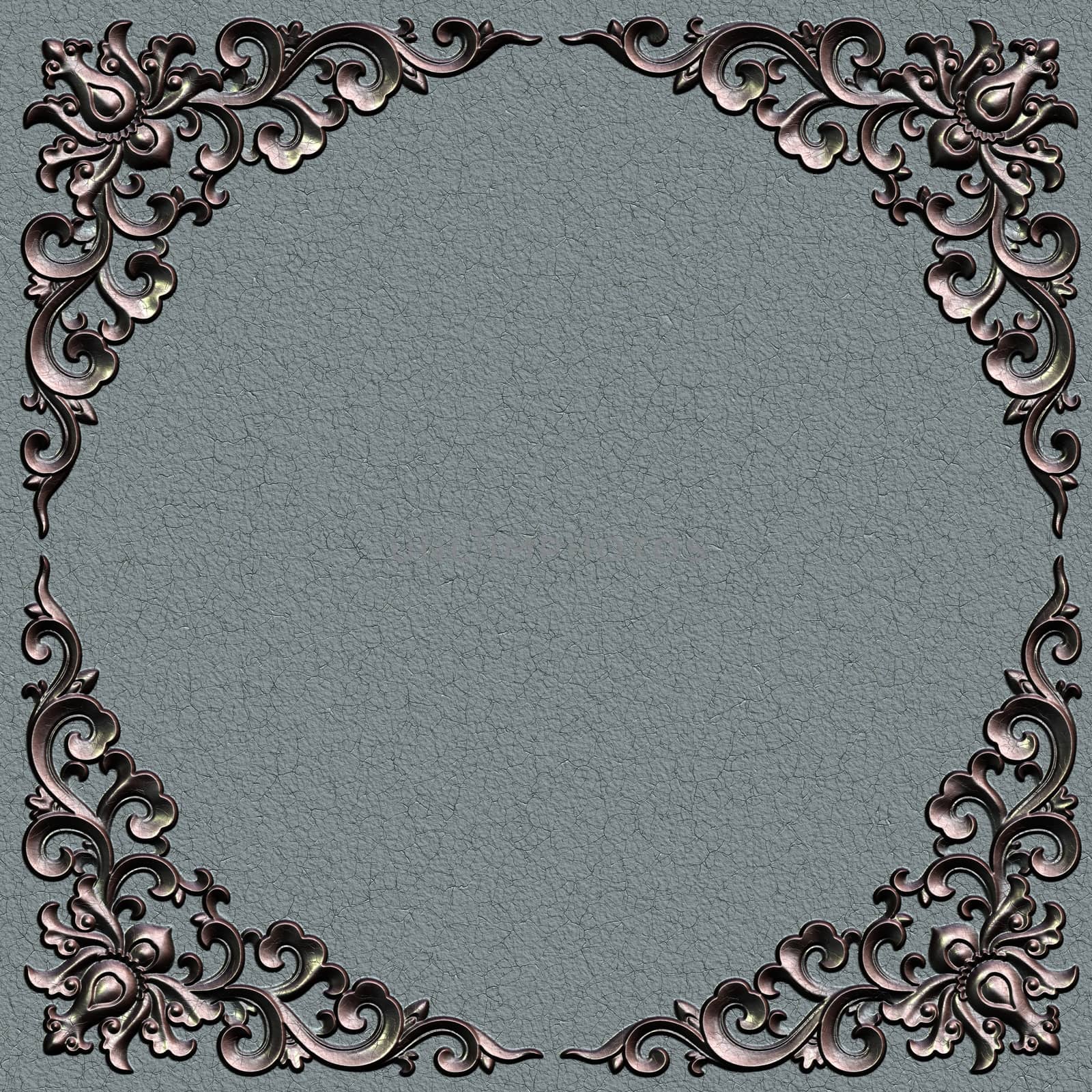 Ornate battered empty picture frame.