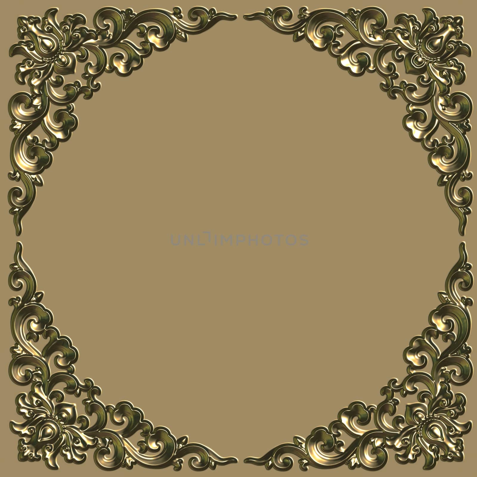Ornate battered empty picture frame.