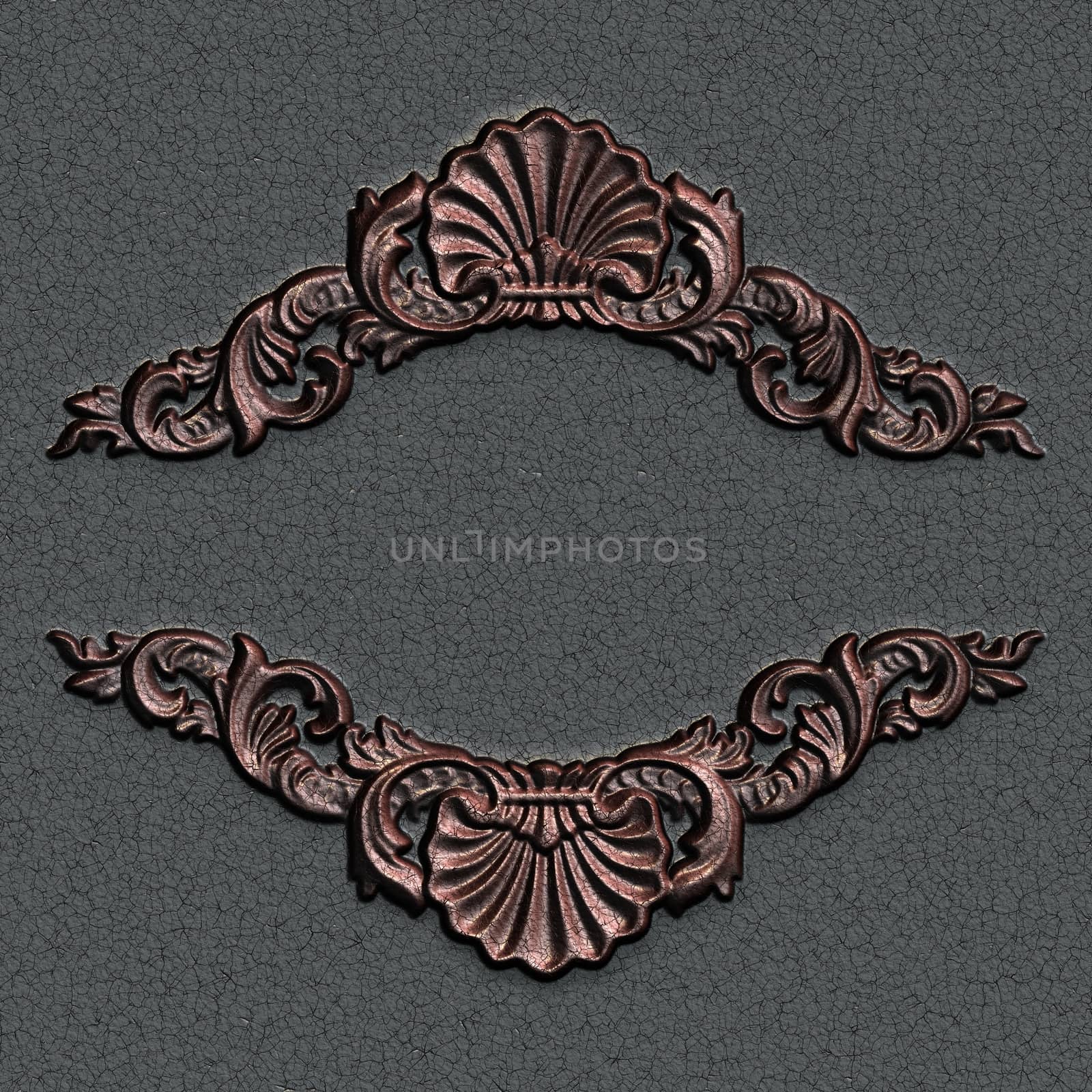 3d swirl floral luxury aged background decorative ornament.