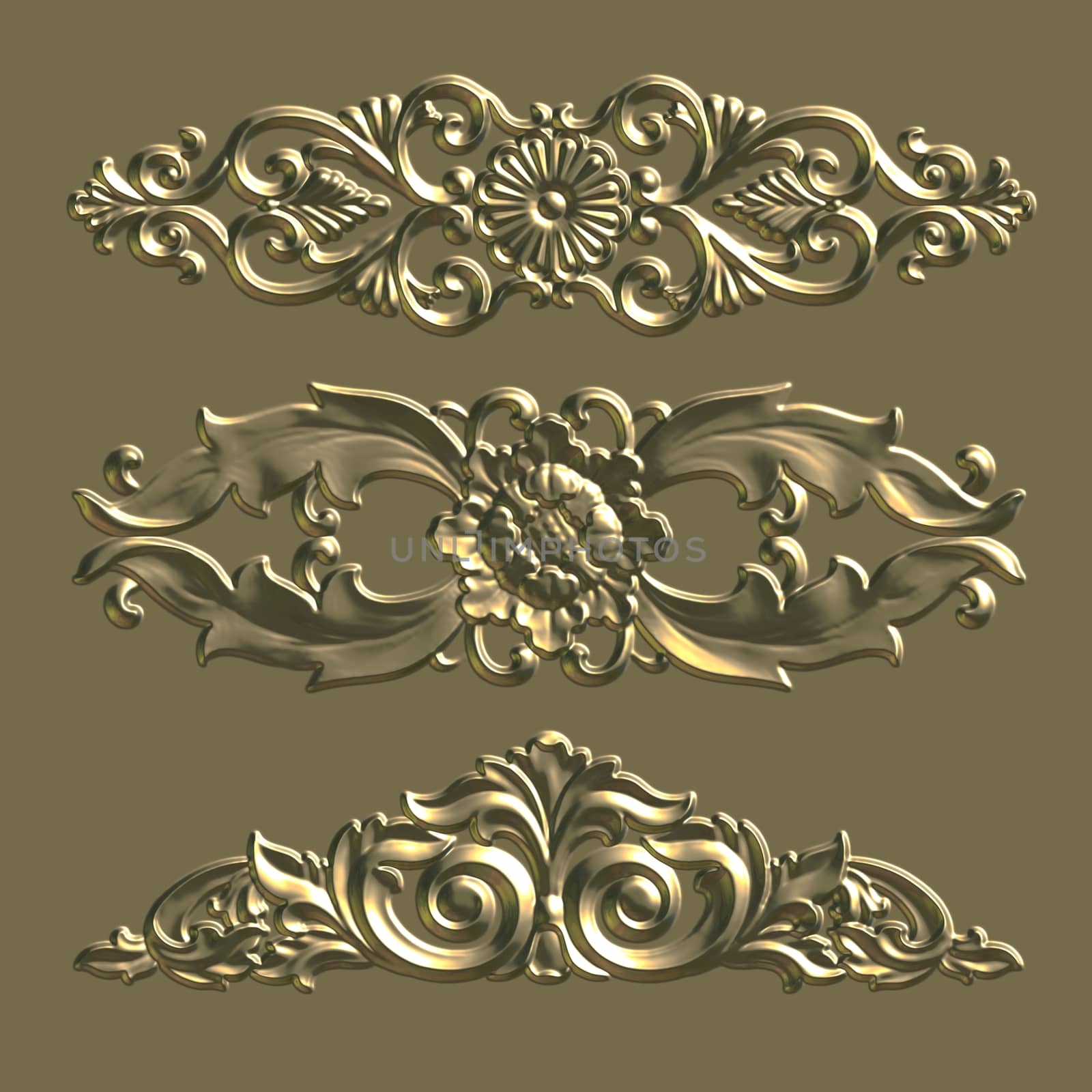 3d swirl floral luxury background decorative ornament.