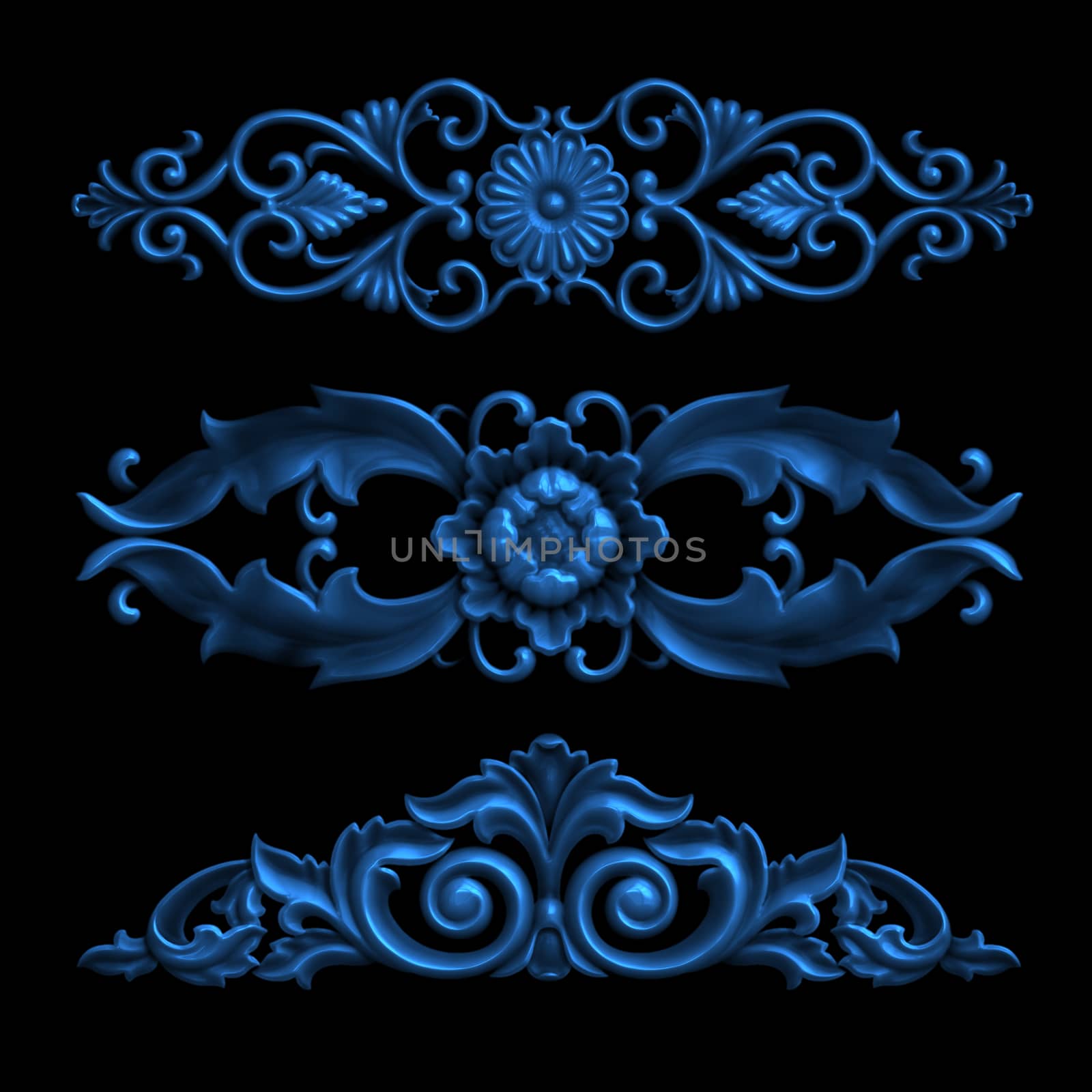 3d swirl floral luxury background decorative ornament.