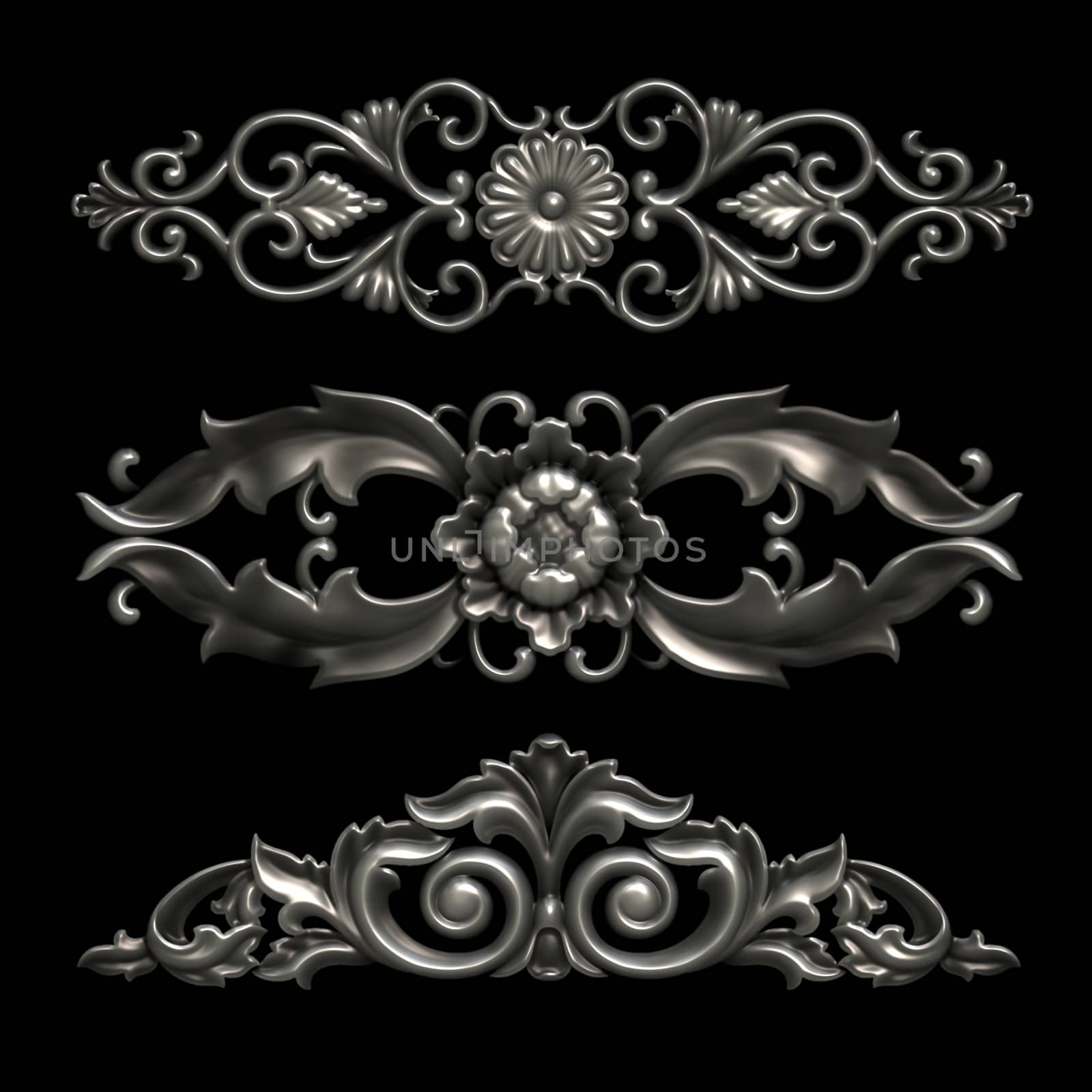 3d swirl floral luxury background decorative ornament.