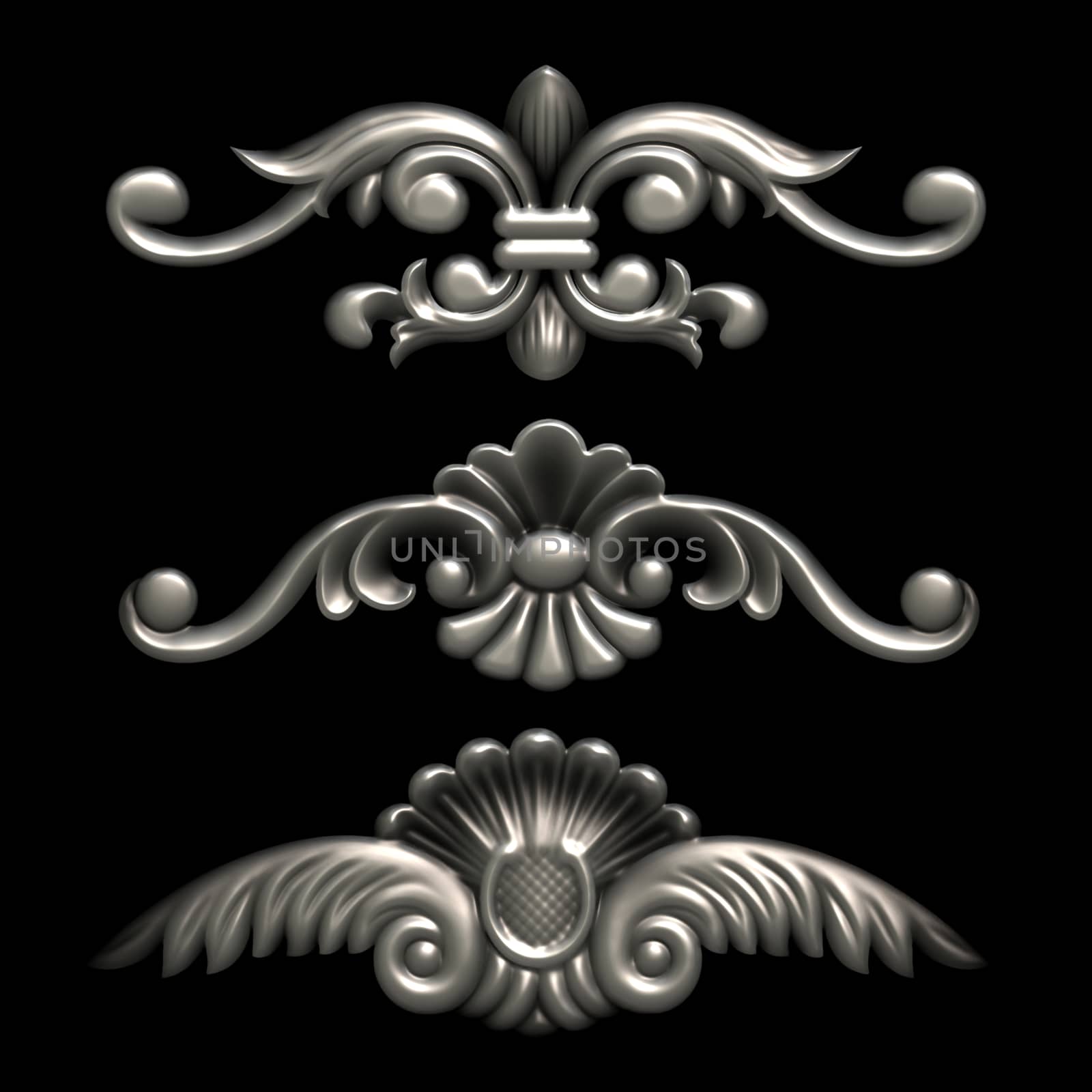 3d swirl floral luxury background decorative ornament.