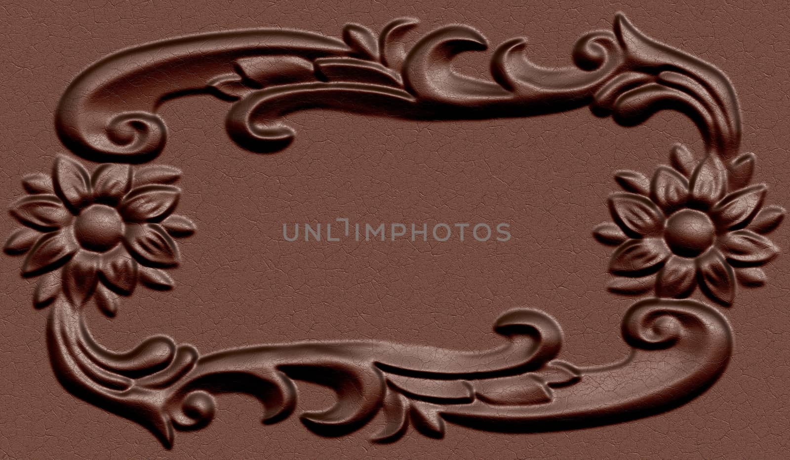 3d swirl floral luxury background decorative ornament leather frame.
