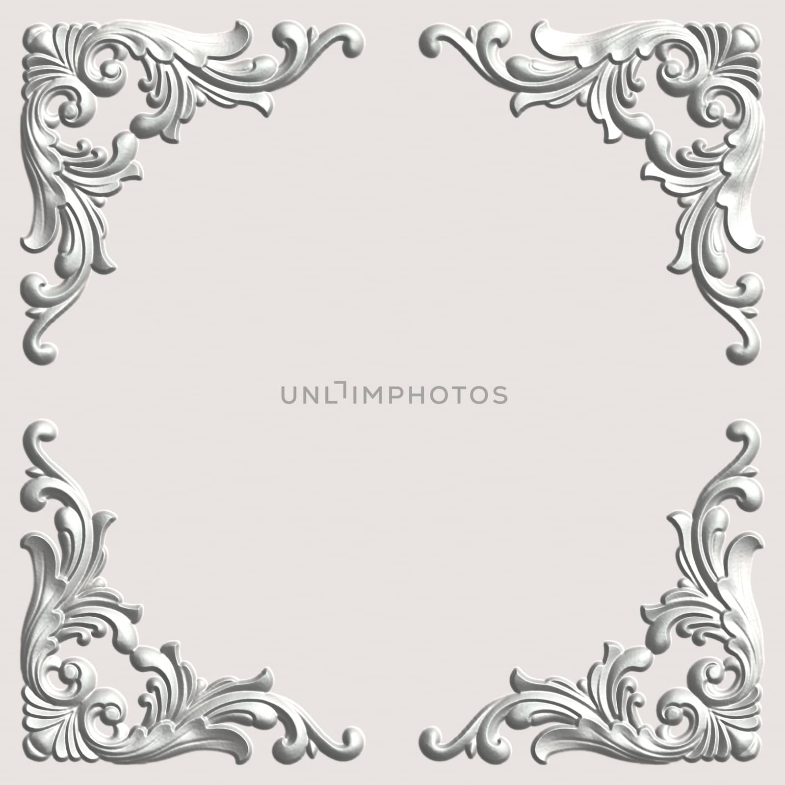 3d swirl floral luxury background decorative ornament white frame.