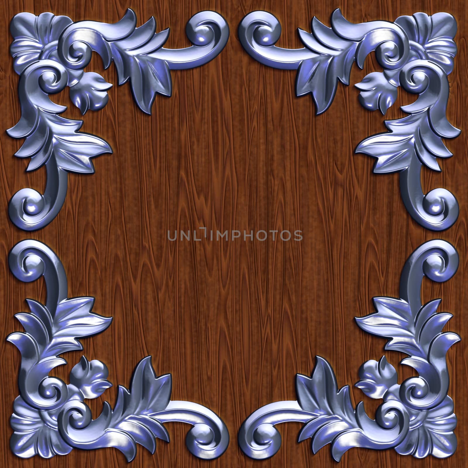3d swirl floral luxury background decorative ornament metal frame.
