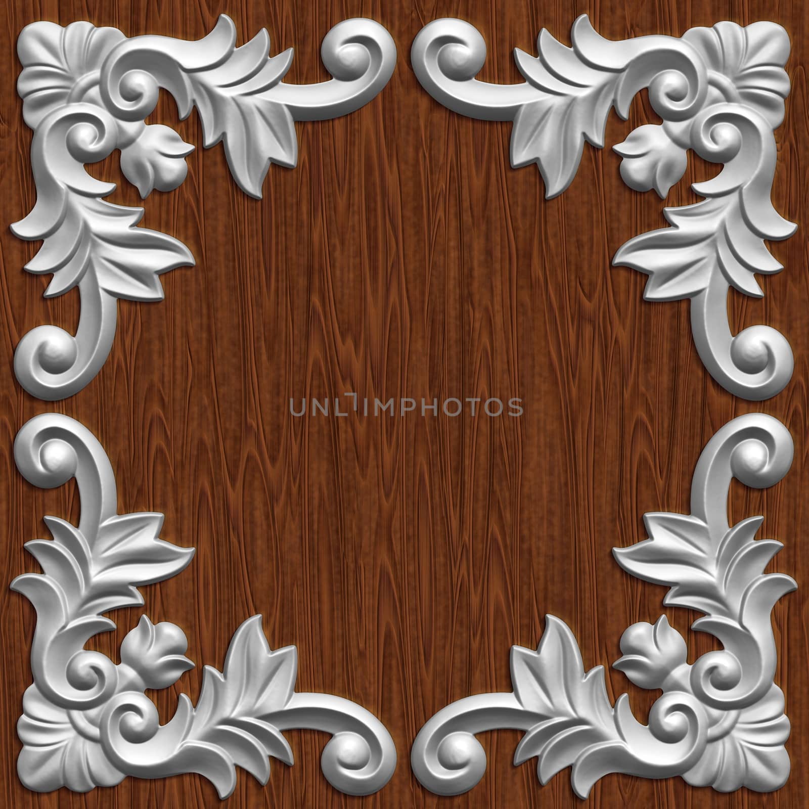 3d swirl floral luxury background decorative ornament frame.