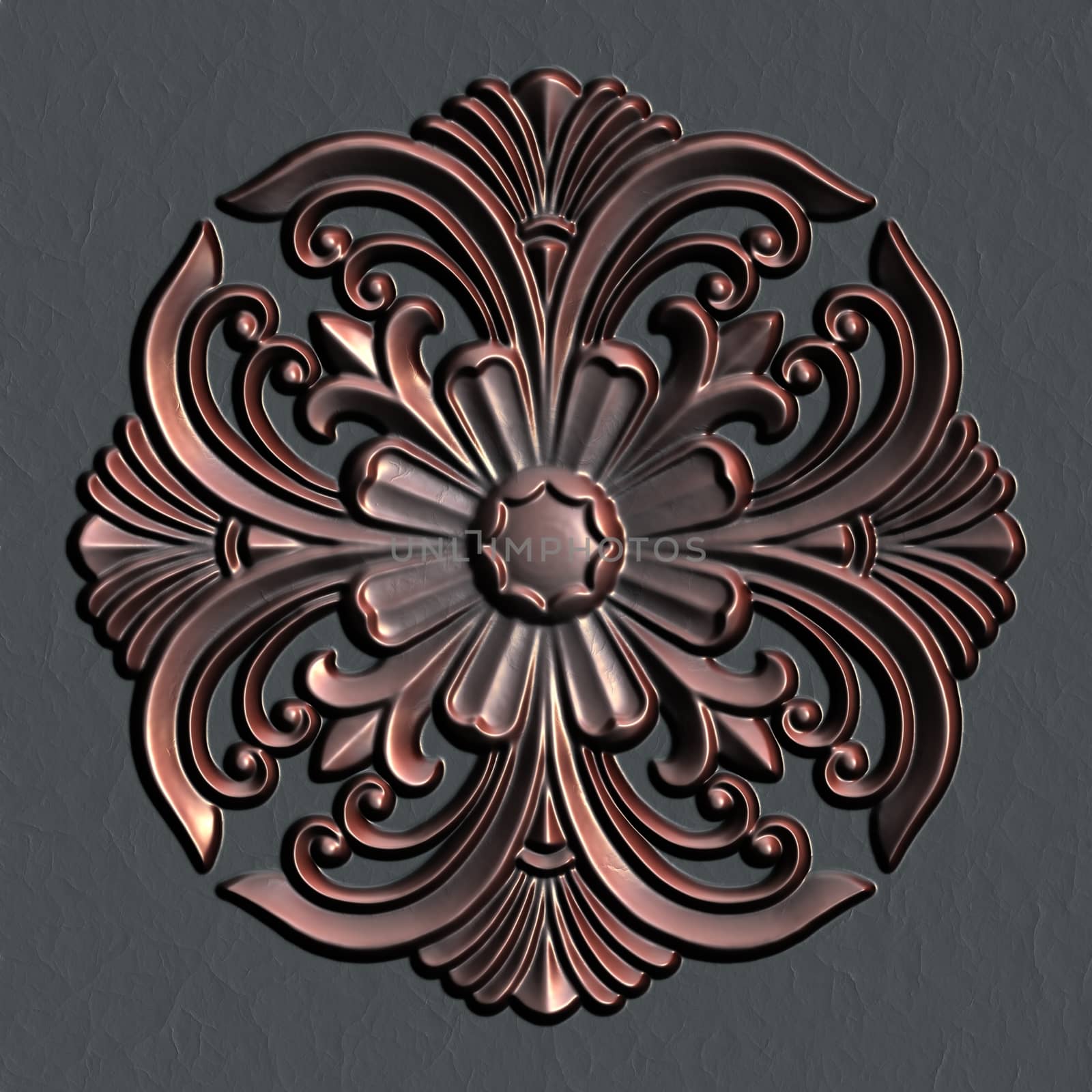 Bronze vintage floral ornament background decor element