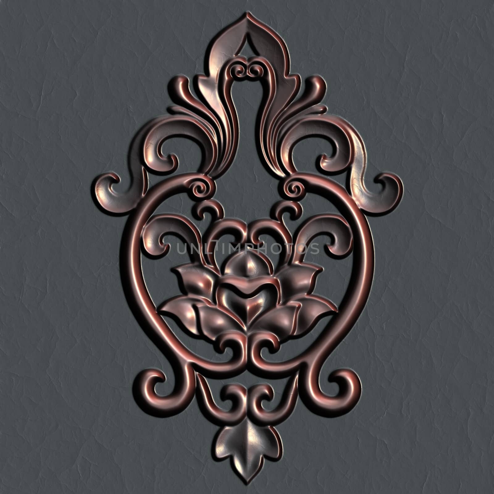 Bronze vintage floral ornament background decor element