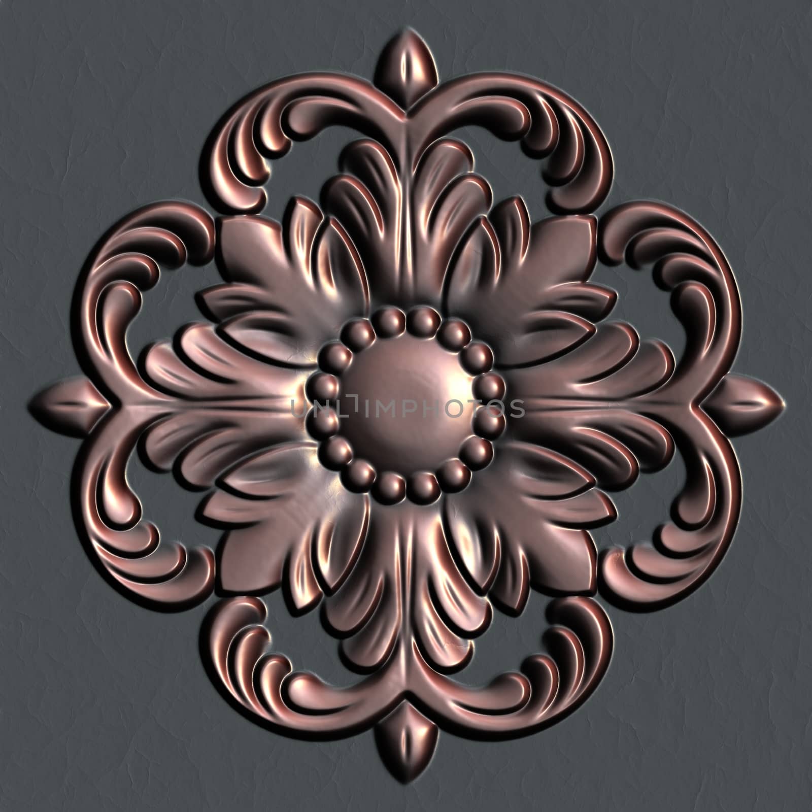 Bronze vintage floral ornament background decor element