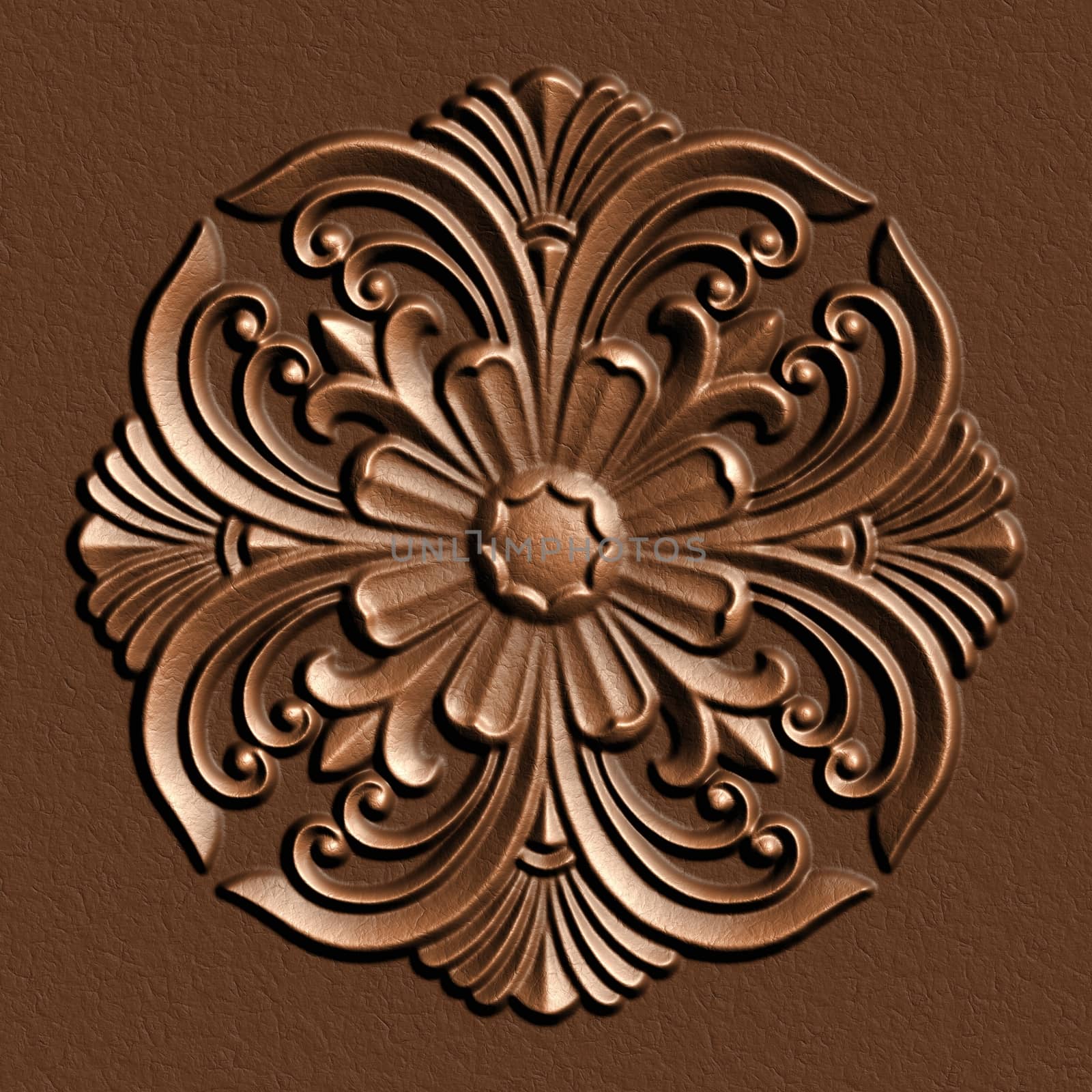 Leather vintage floral ornament background decor element