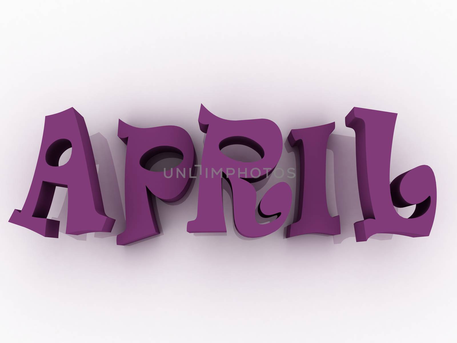 April sign with colour. 3d paper illustration. by dacasdo