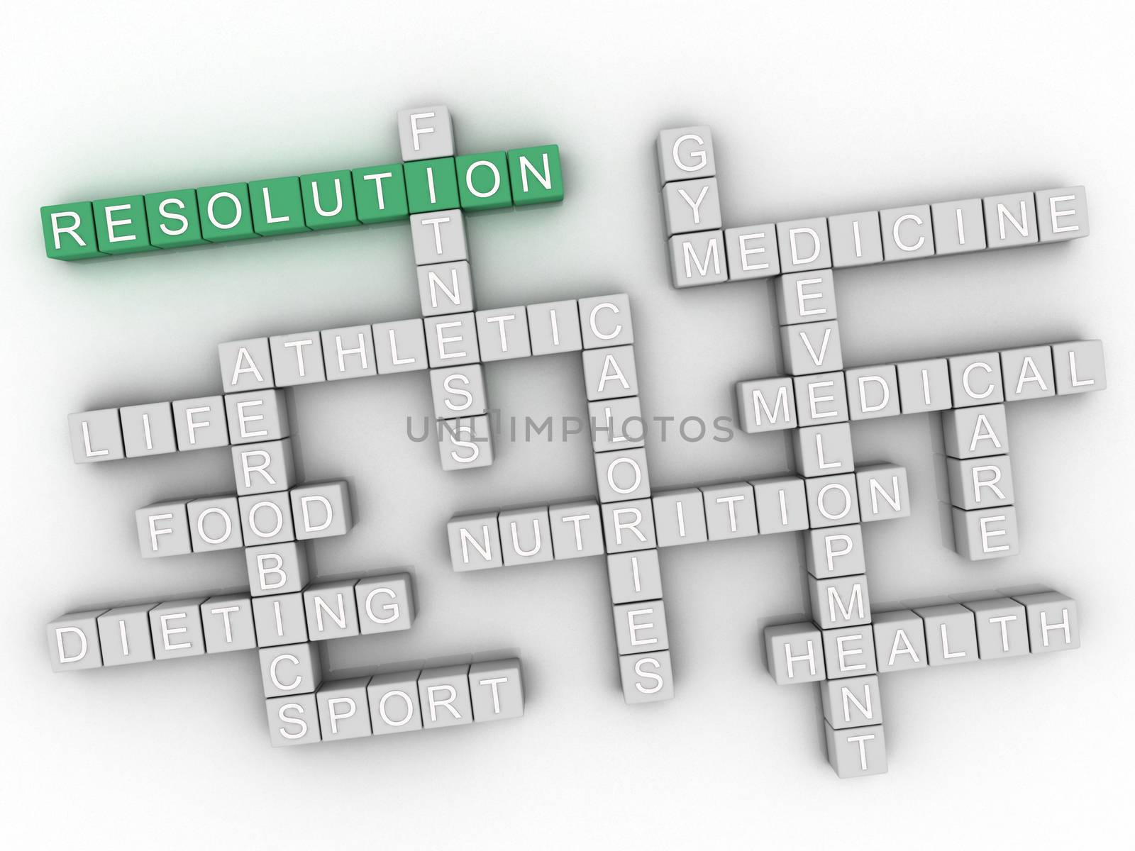 3d Resolution word cloud collage, health concept background by dacasdo
