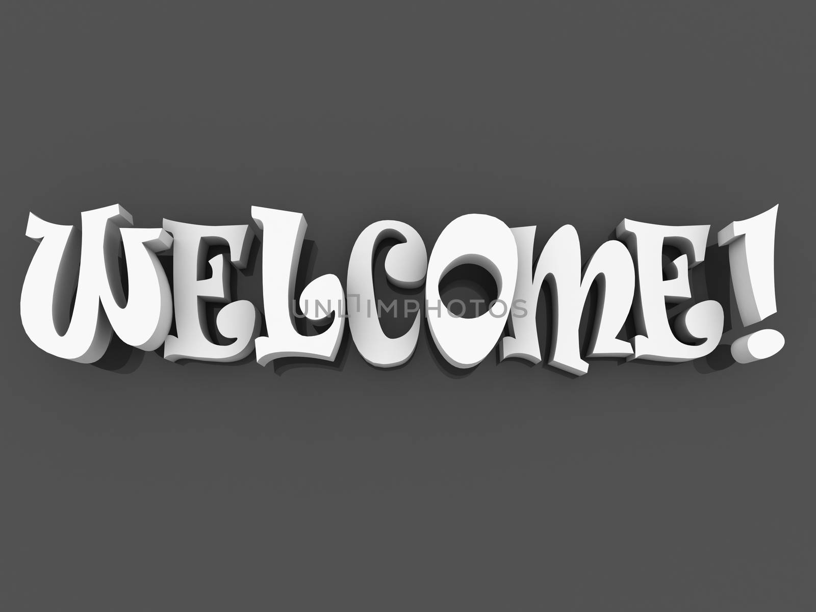 3d Welcome sign with colour. Welcome poster illustration.