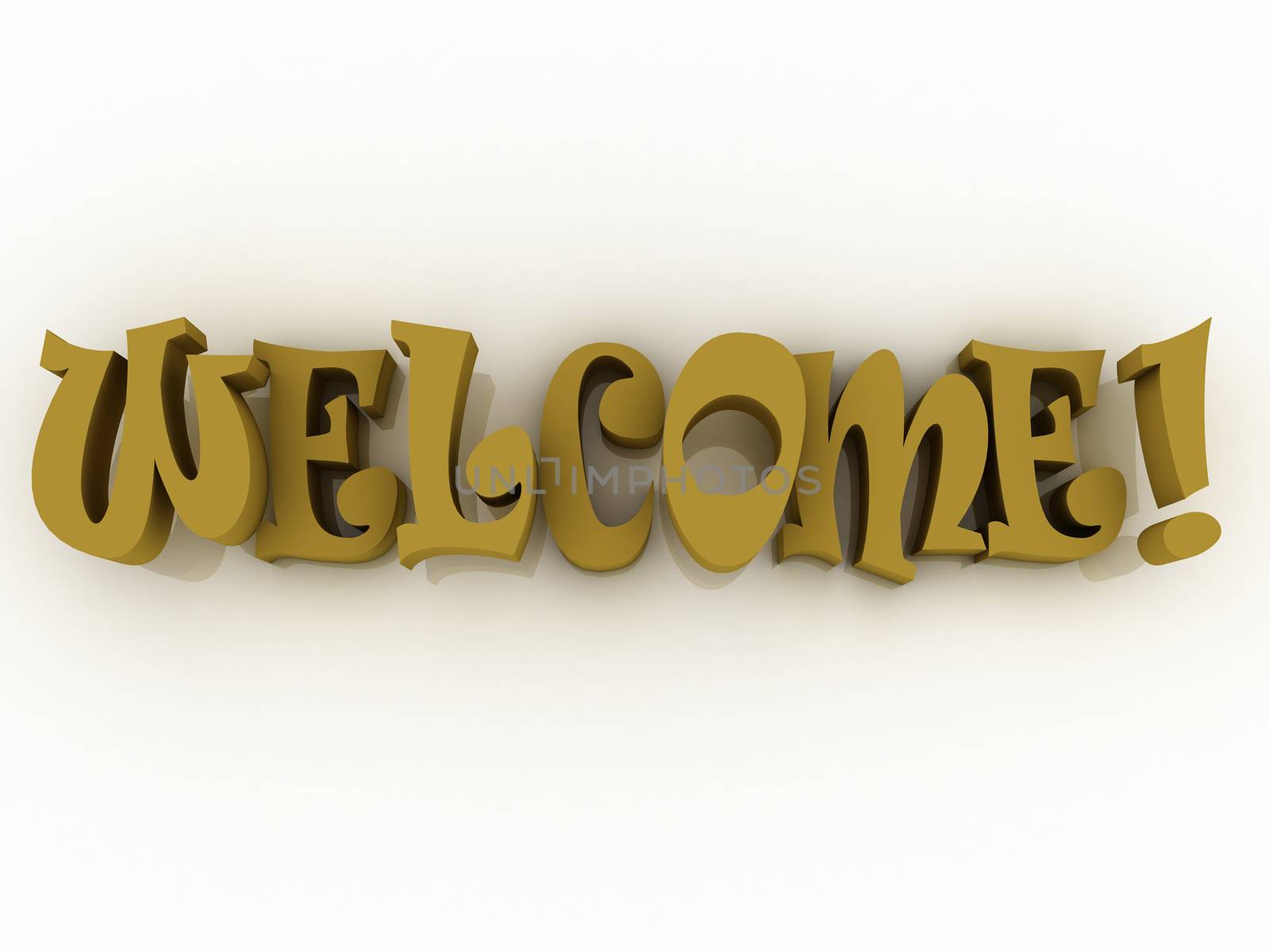 3d Welcome sign with colour. Welcome poster illustration. by dacasdo