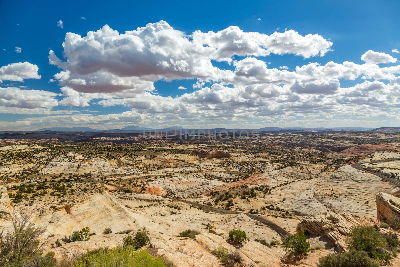 a view of the Grand Staircase Escalante National Monument from Scenic Route 12 at Head of the Rocks Overlook in Garfield County, Utah.