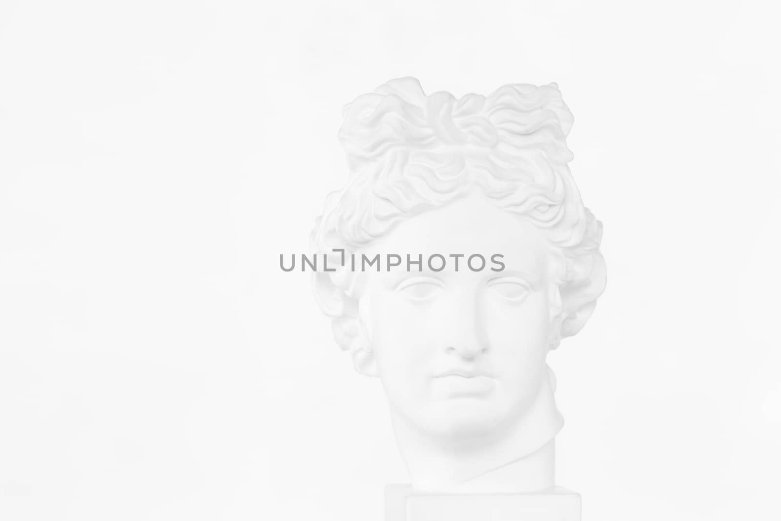 Plaster head of equestrian Apollo Belvedere, antique sculpture