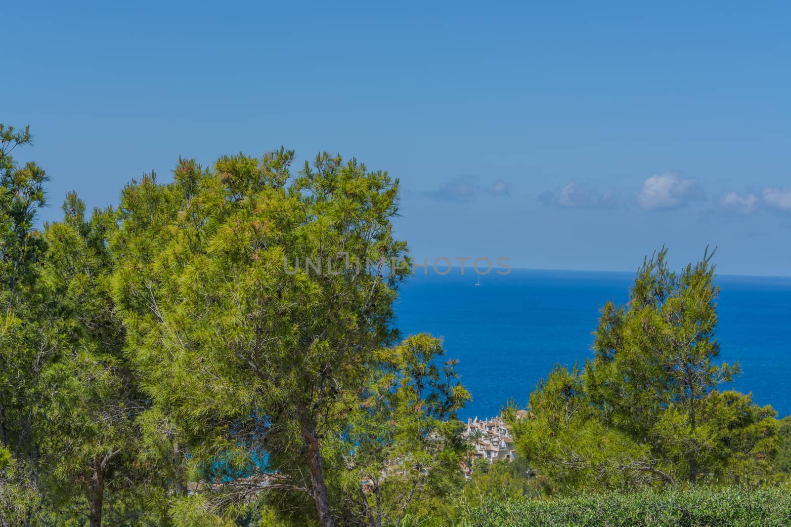 Panorama of the bay Paguera photographed from the mountain in Costa de la Calma.