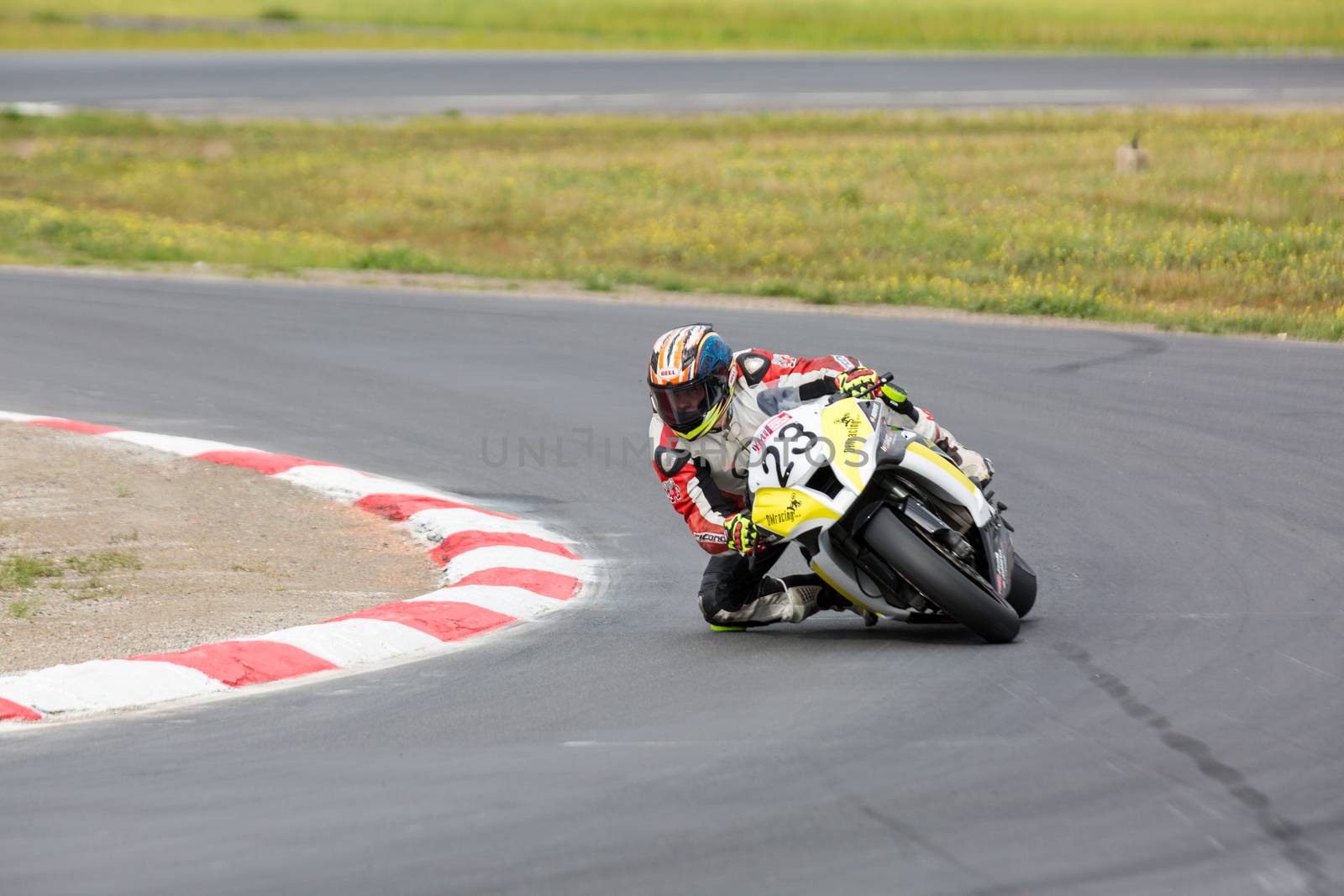 MELBOURNE/AUSTRALIA - OCTOBER 1, 2016: Superbike in the final qualifying round for Saturday at the YMF Australian Superbiike Championshihp Round 6 at Winton Raceway, October 1, 2016.