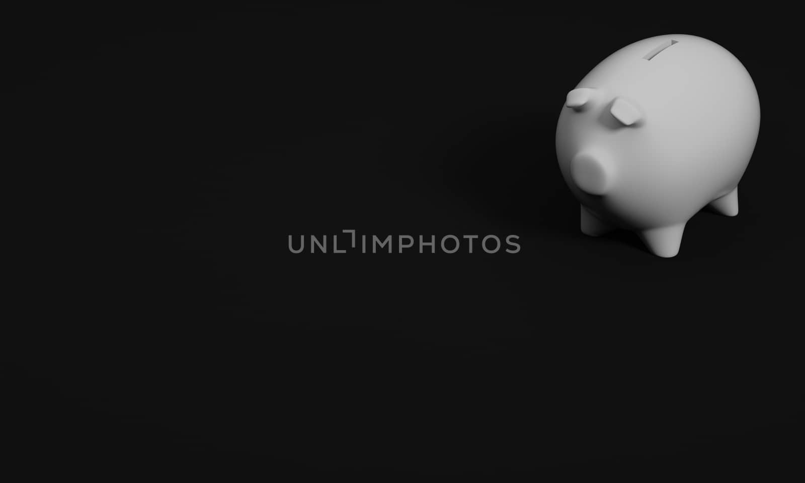 BLACK AND WHITE PHOTO OF PIGGY BANK ON PLAIN BACKGROUND