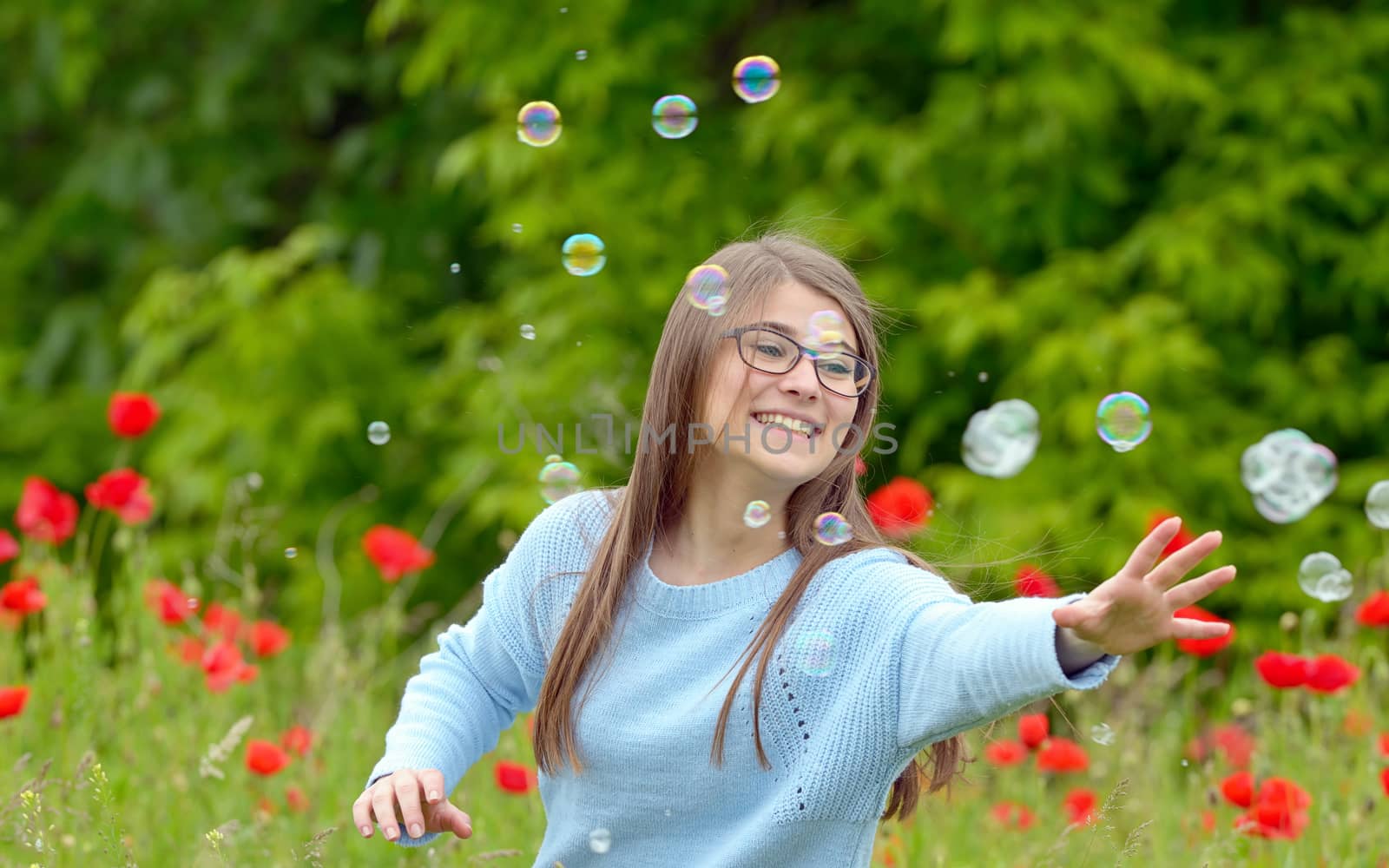 Girl Catching Soap Bubbles by jordachelr
