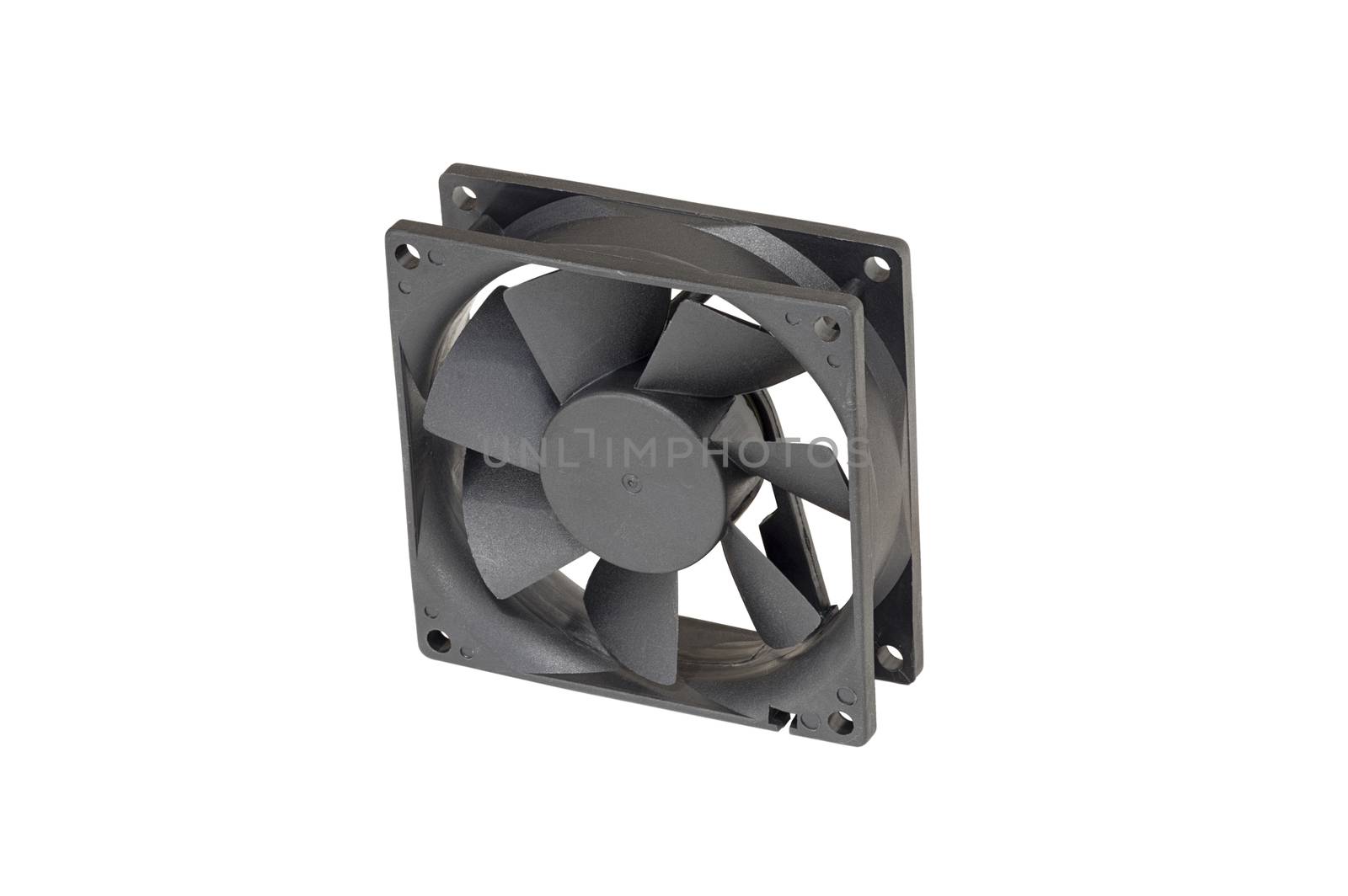Computer fan covered in a lot of dust isolated on white