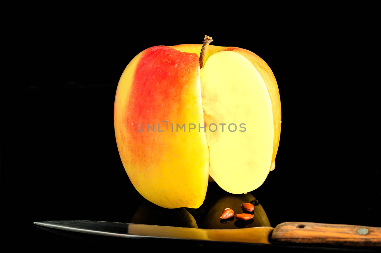 Apple with three dropped out seeds  by ben44