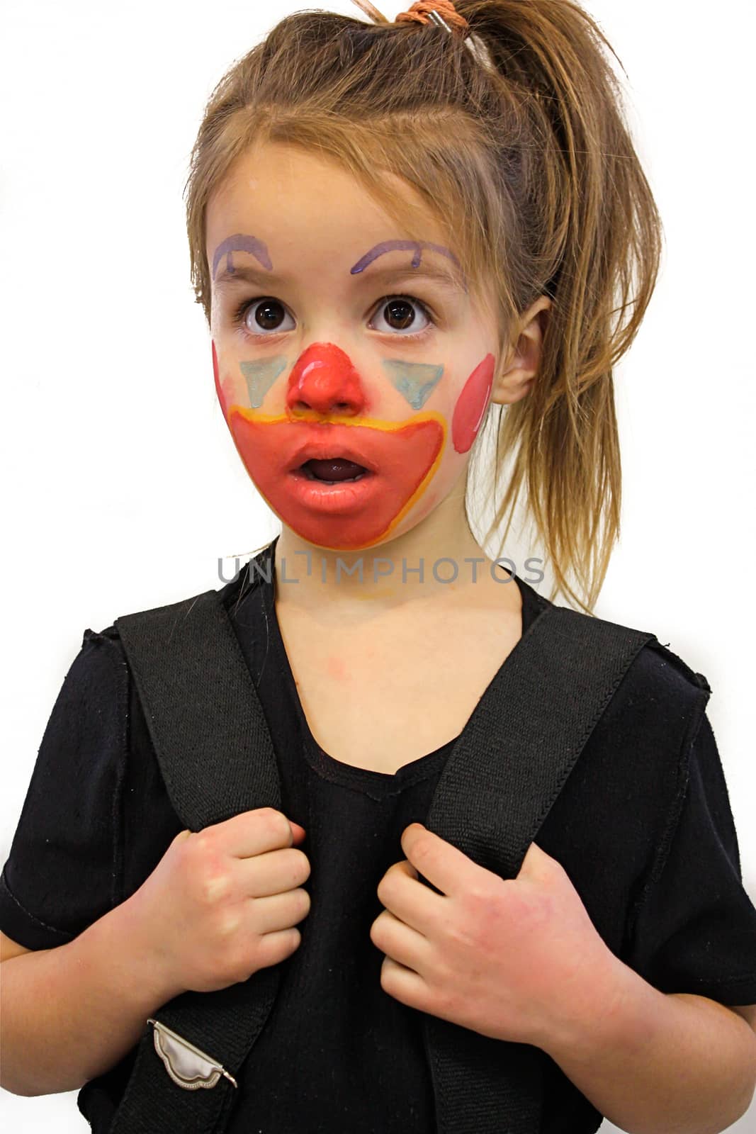 Beautiful Little Girl With Clown Makeup