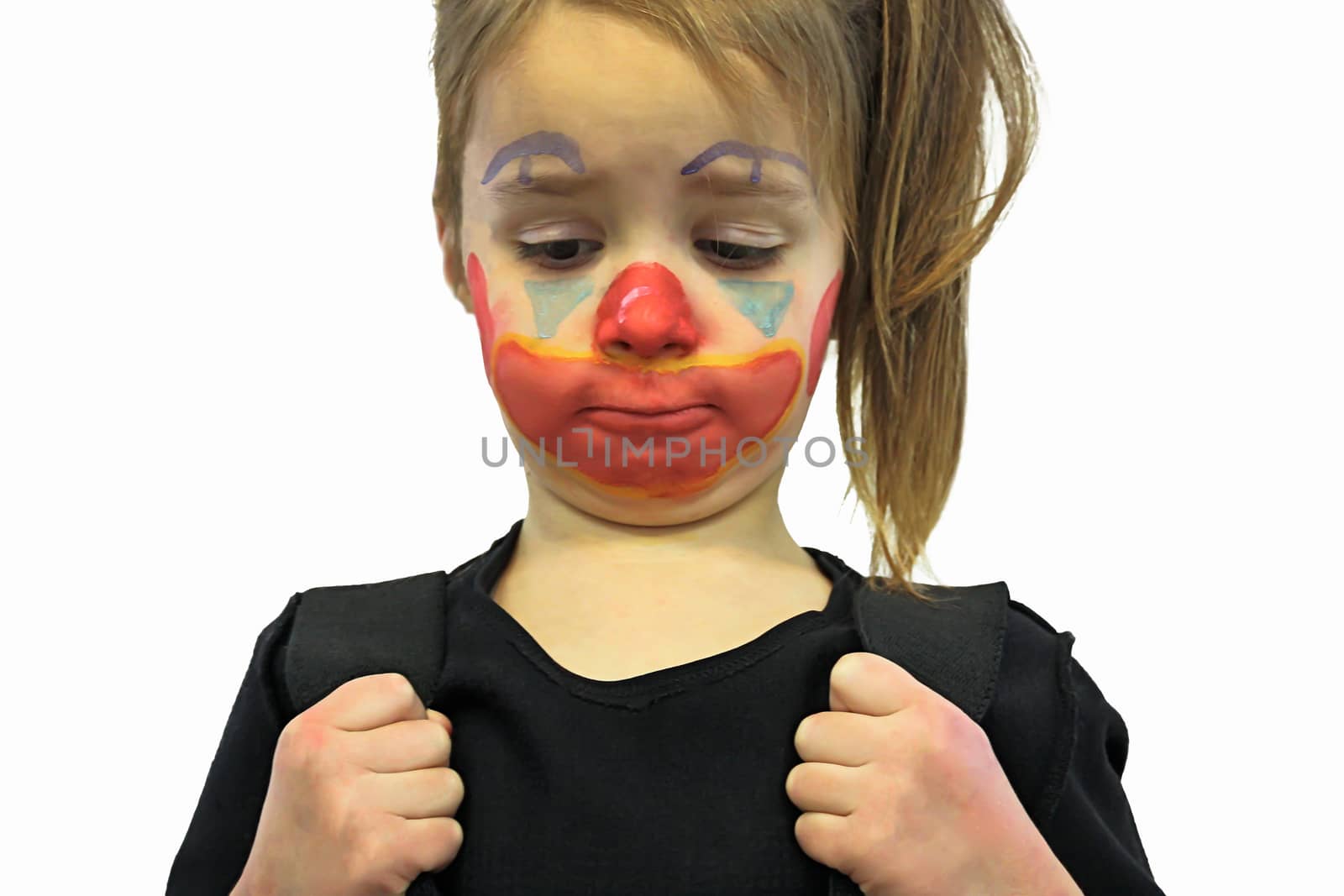 Beautiful Little Girl With Clown Makeup