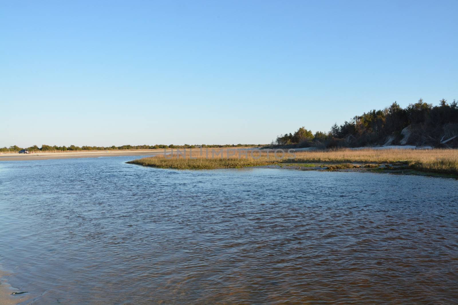 A view of the shore around the north end of Carolina Beach.