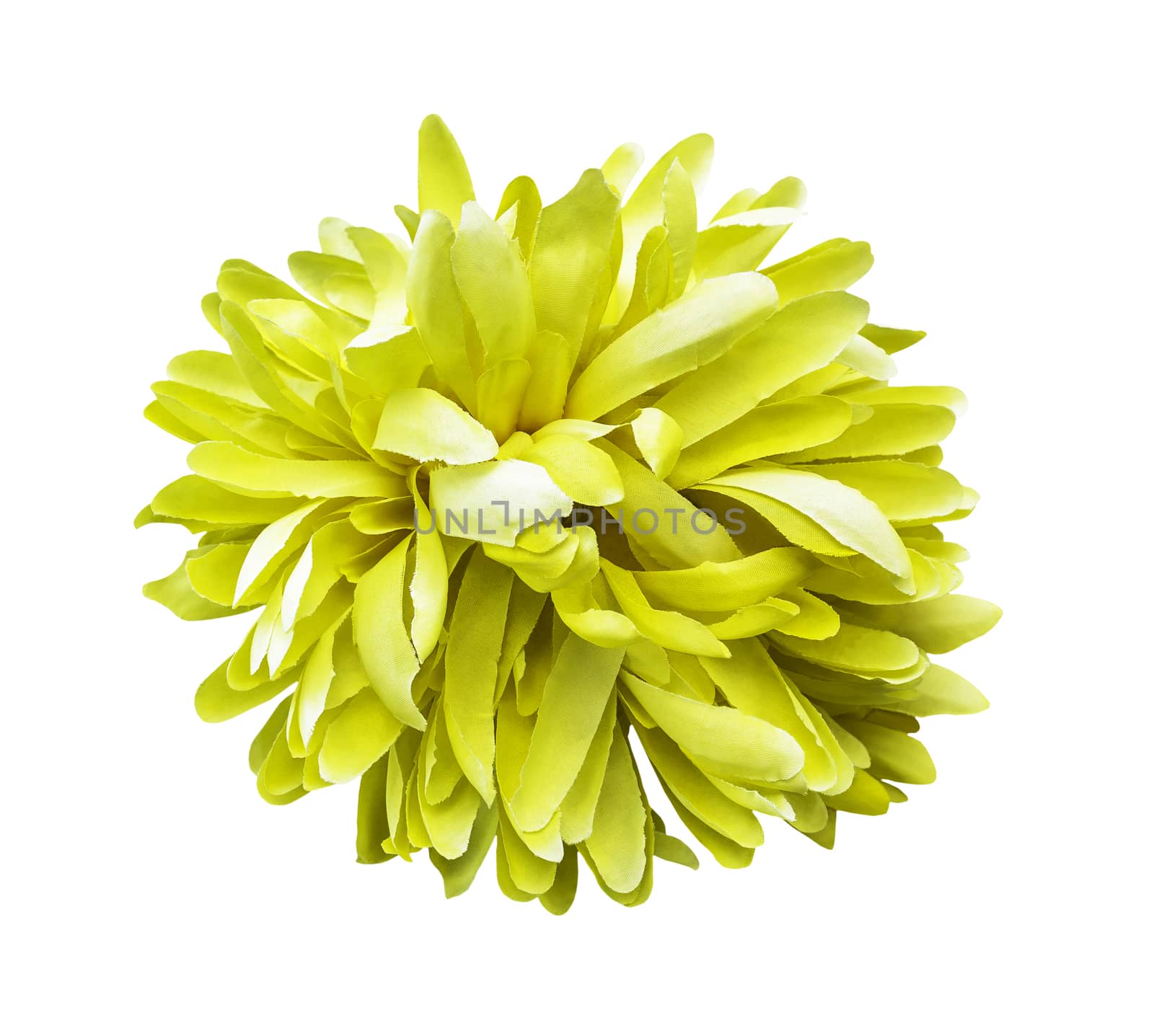 Artificial yellow flower isolated on white with clipping path