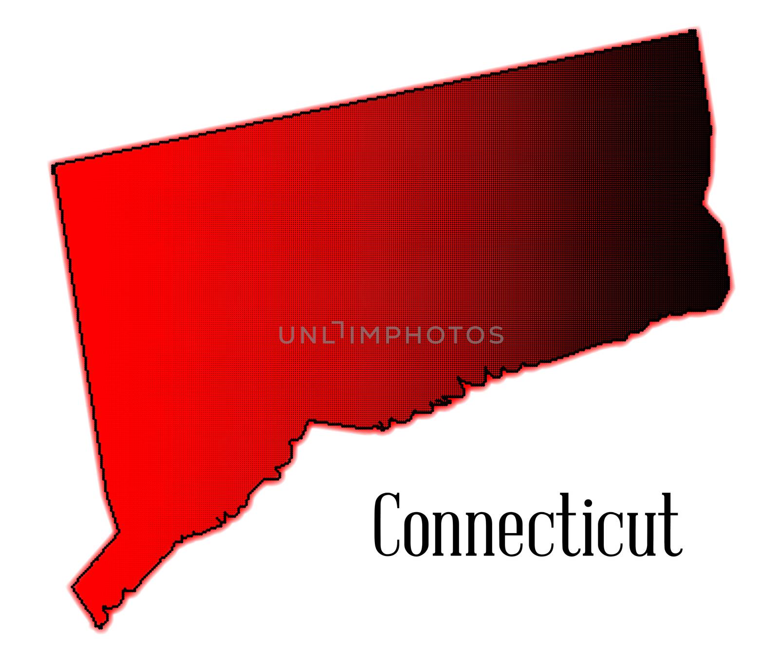 State map outline of Connecticut in halftone over a white background