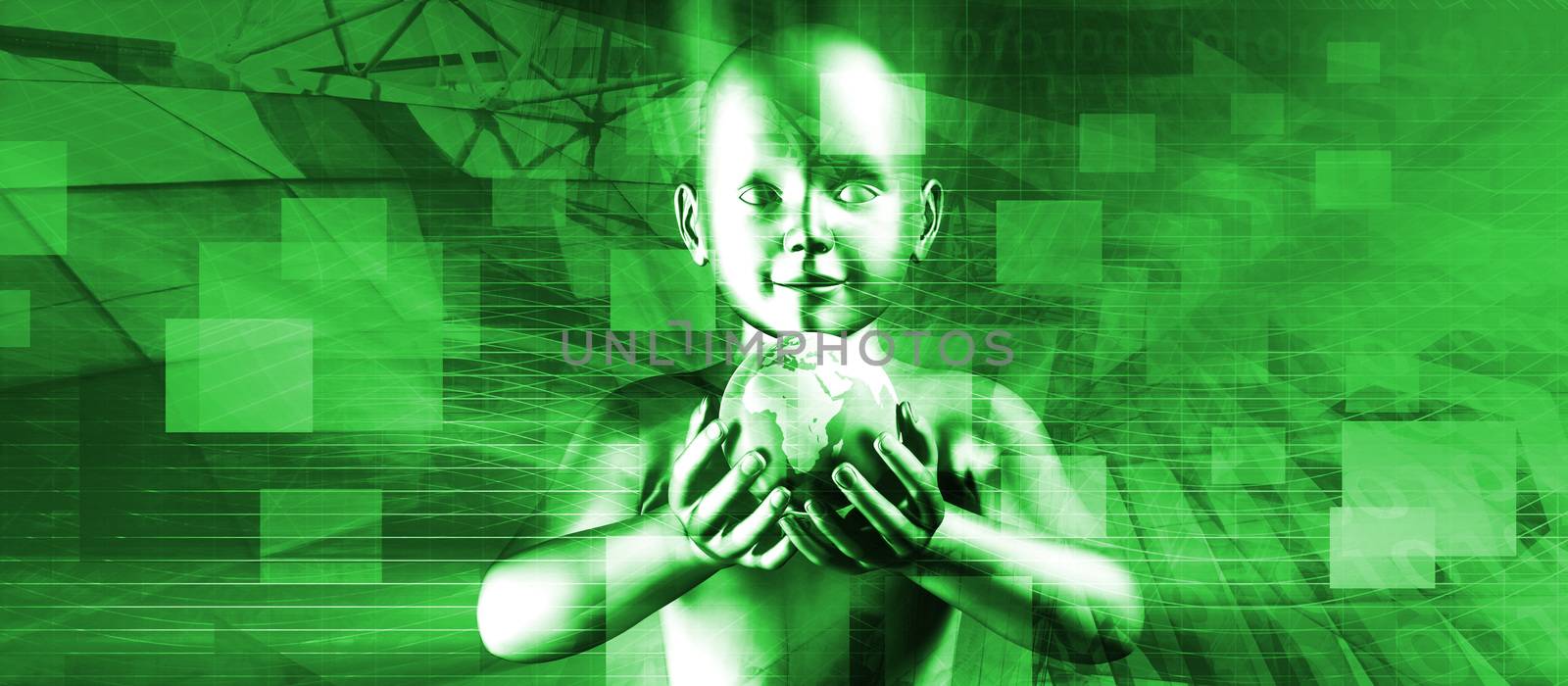 Child Holding Globe and Smiling At the Future